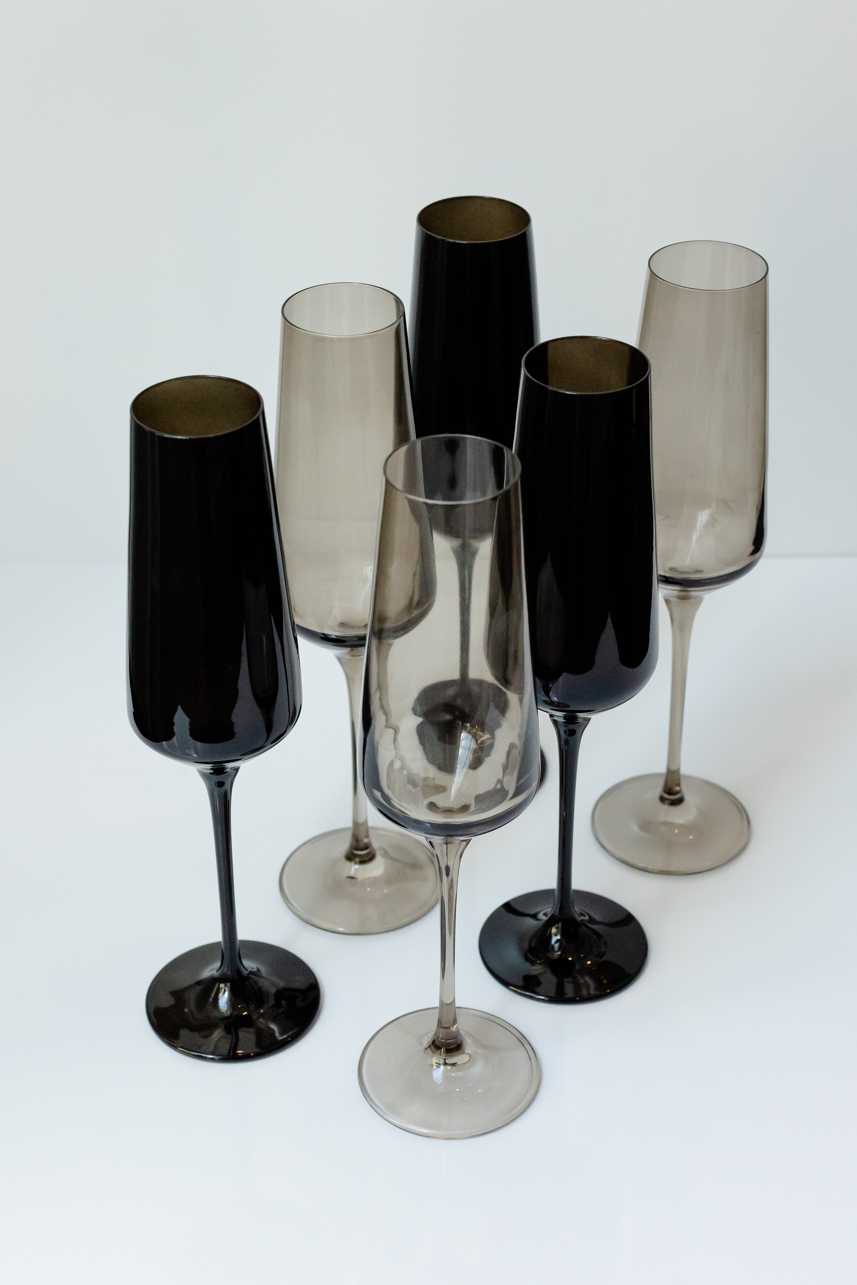 Estelle Colored Glass Estelle Colored Champagne Flute - Set of 6 {Smoke Mixed Set}