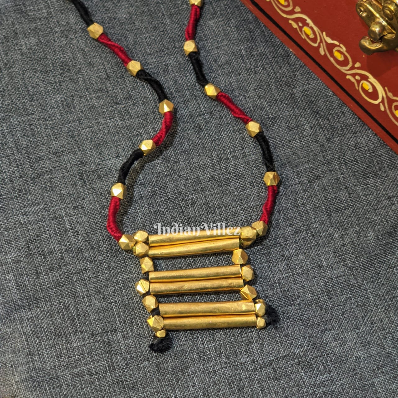 IndianVillèz Handcrafted Dohkra Tribal Necklace - Ladder