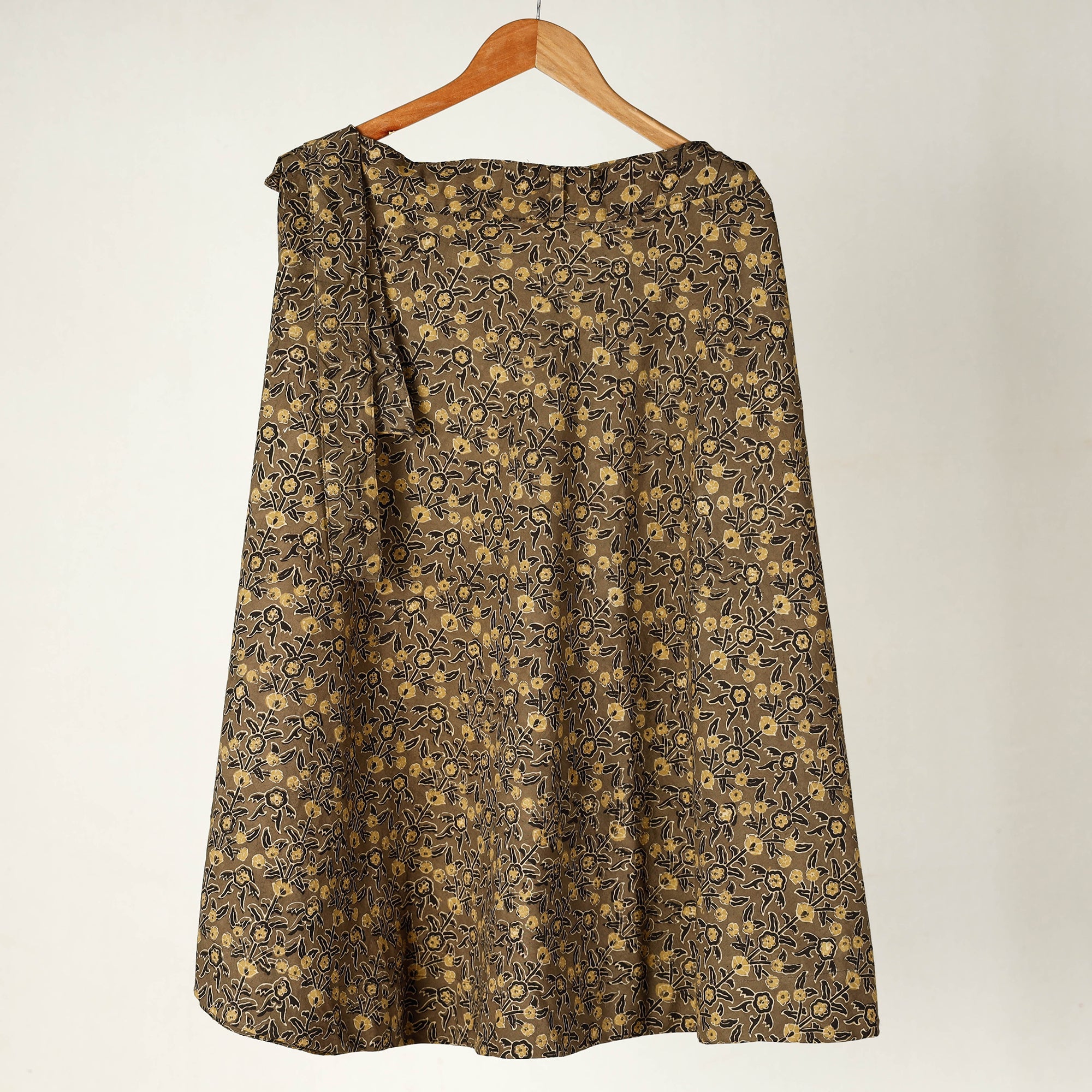 NOORI BAZAR Brown - Ajrakh Block Printed Cotton Wrap Around Skirt