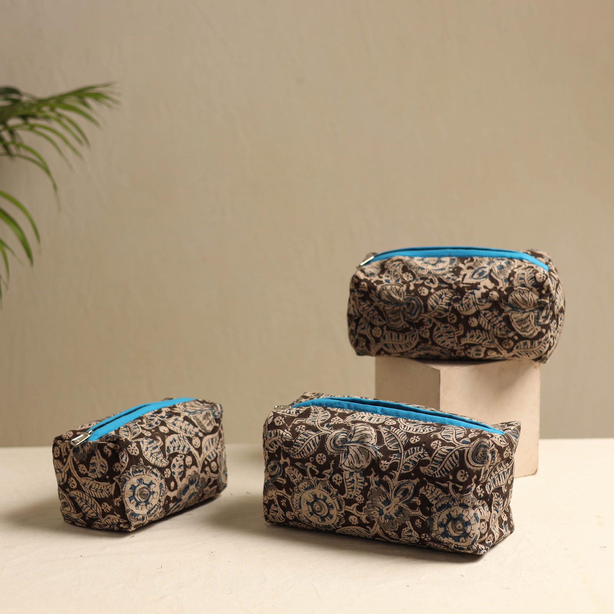 NOORI BAZAR Brown - Multipurpose Handmade Toiletry Bags (Set of 3) 02