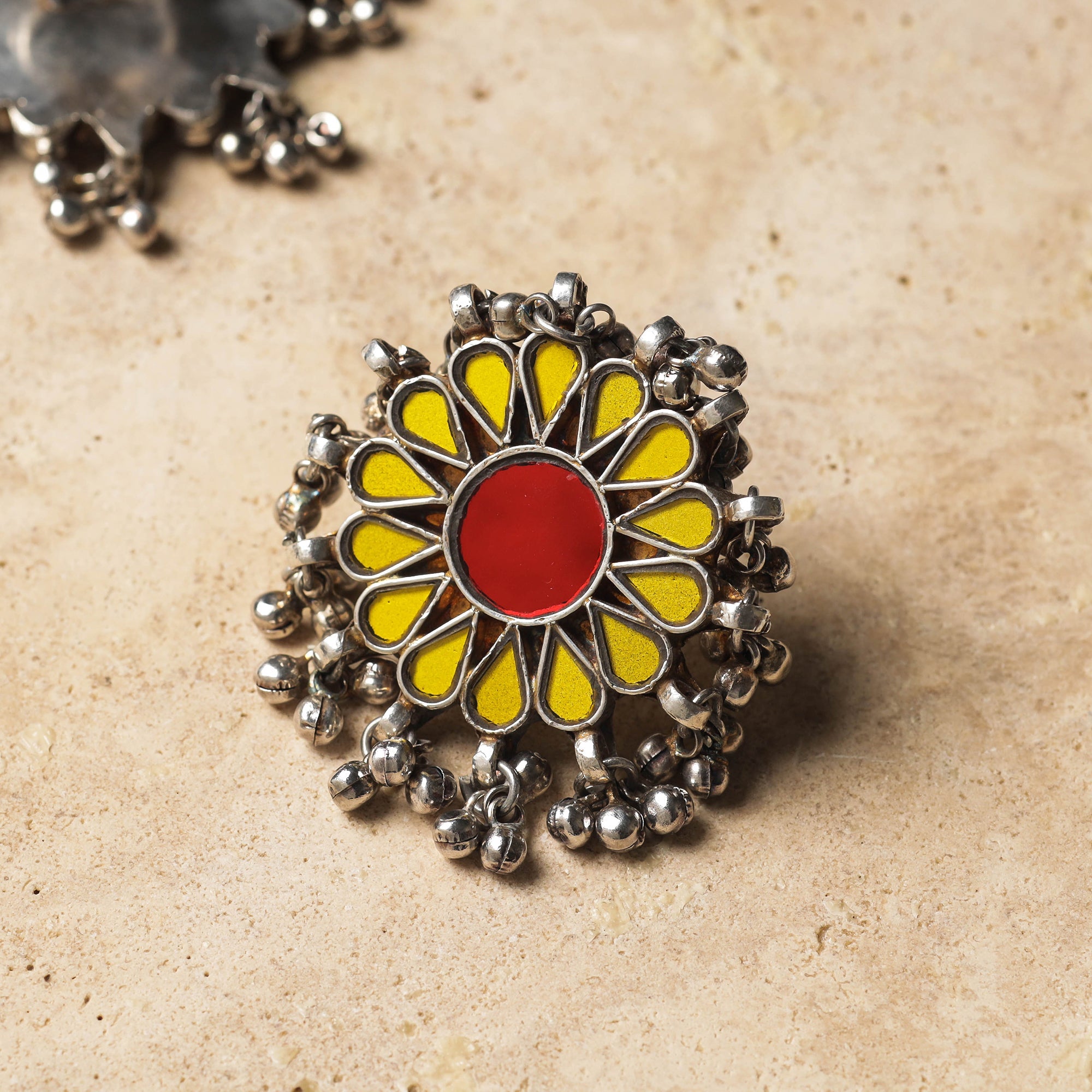 ITOKRI CRAFTS INITIATIVE Antique Glass Encrusted Tribal GS Ring (Adjustable) - view 2