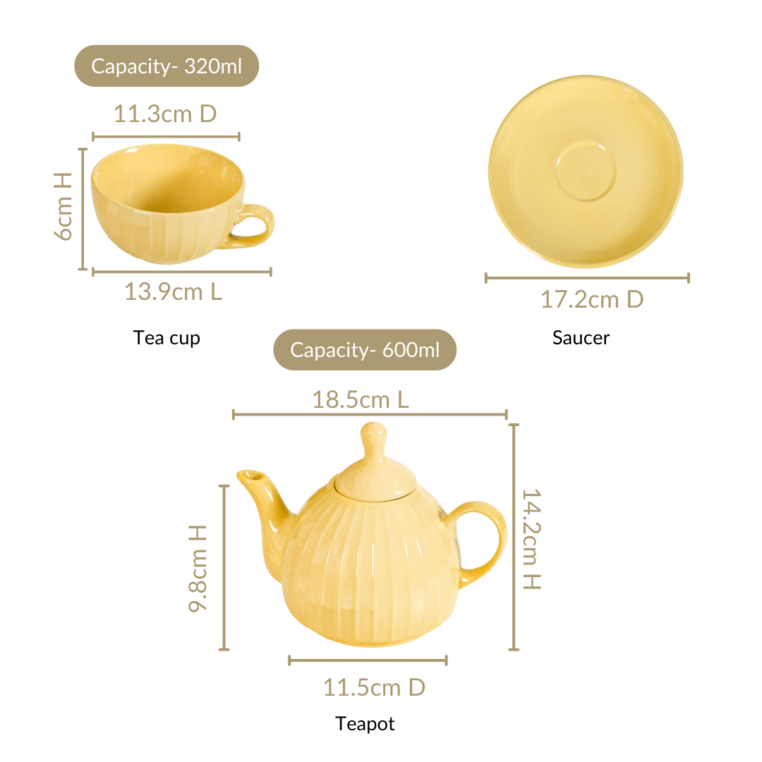 Nestasia Ambrosia Stackable Ceramic Tea Set For 1 Yellow - view 5