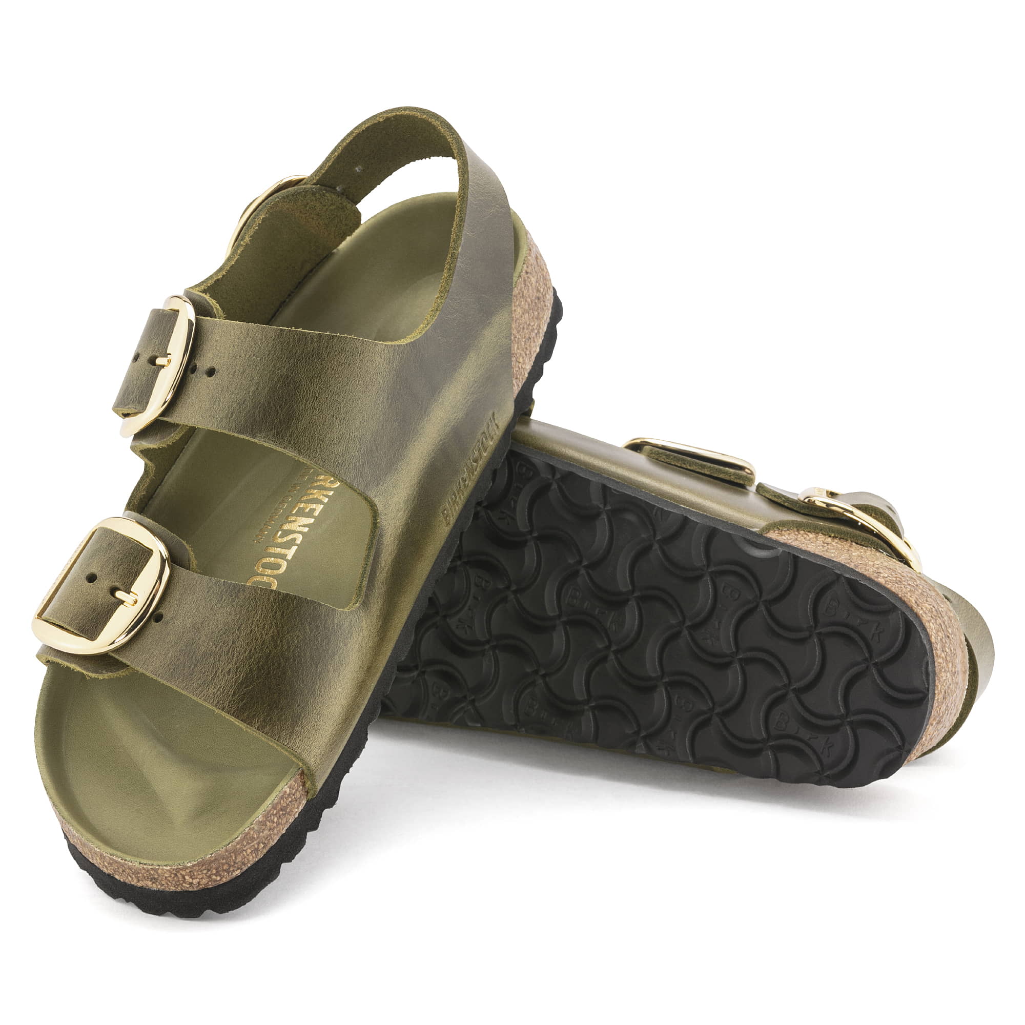 Birkenstock Milano Big Buckle Oiled Leather – Green Green/Olive Green