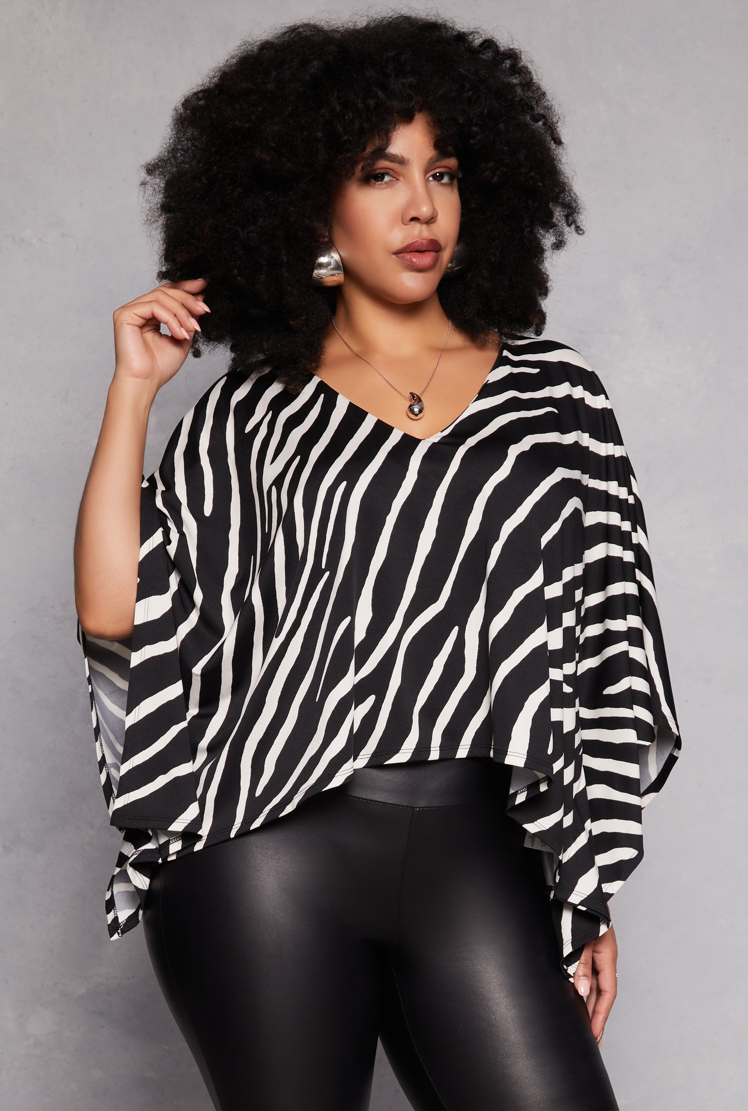 Rainbow Shops Plus Size Animal Print Batwing Sleeve Top
