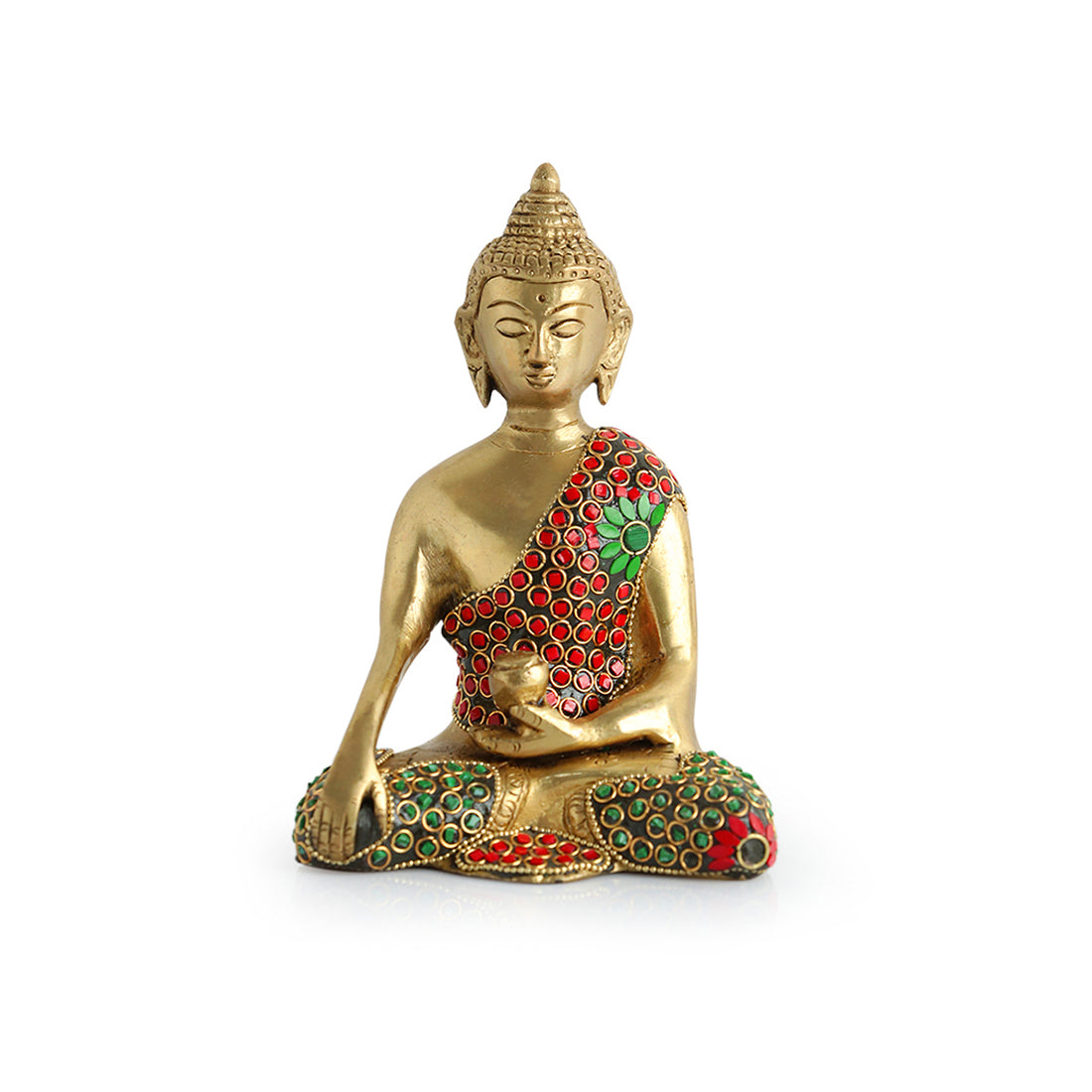 EXCLUSIVELANE 'Divine Brass Buddha' Showpiece Idol (Hand-Etched, 0.9 Kg) - view 2