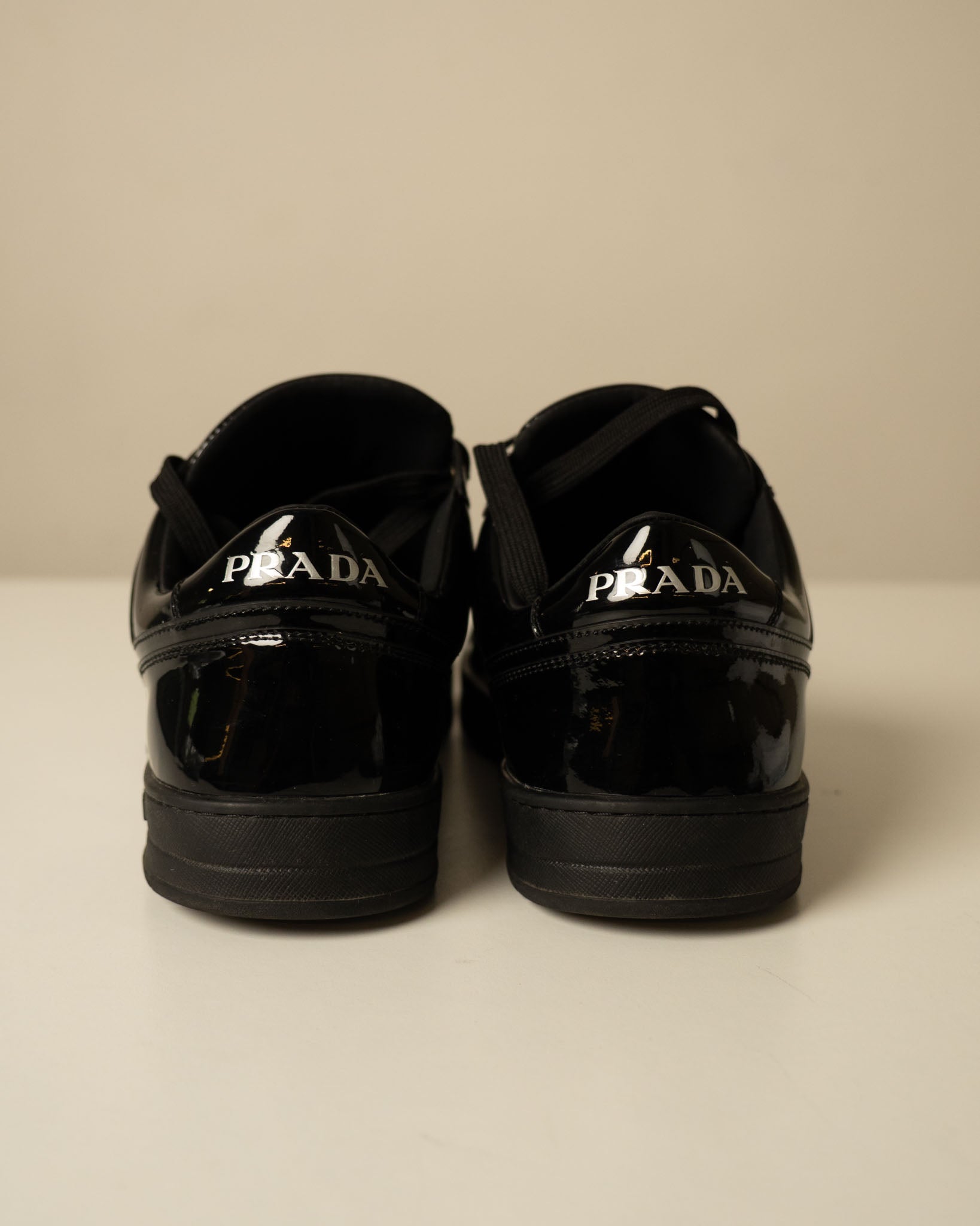 Prada Downtown Leather 'Black Patent' Sneakers - view 7
