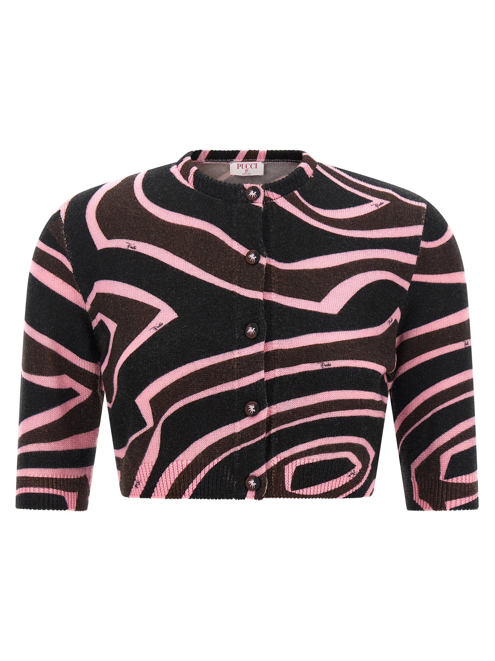 Emilio Pucci Onde Cropped Cardigan – 99% wool 1% nylon
