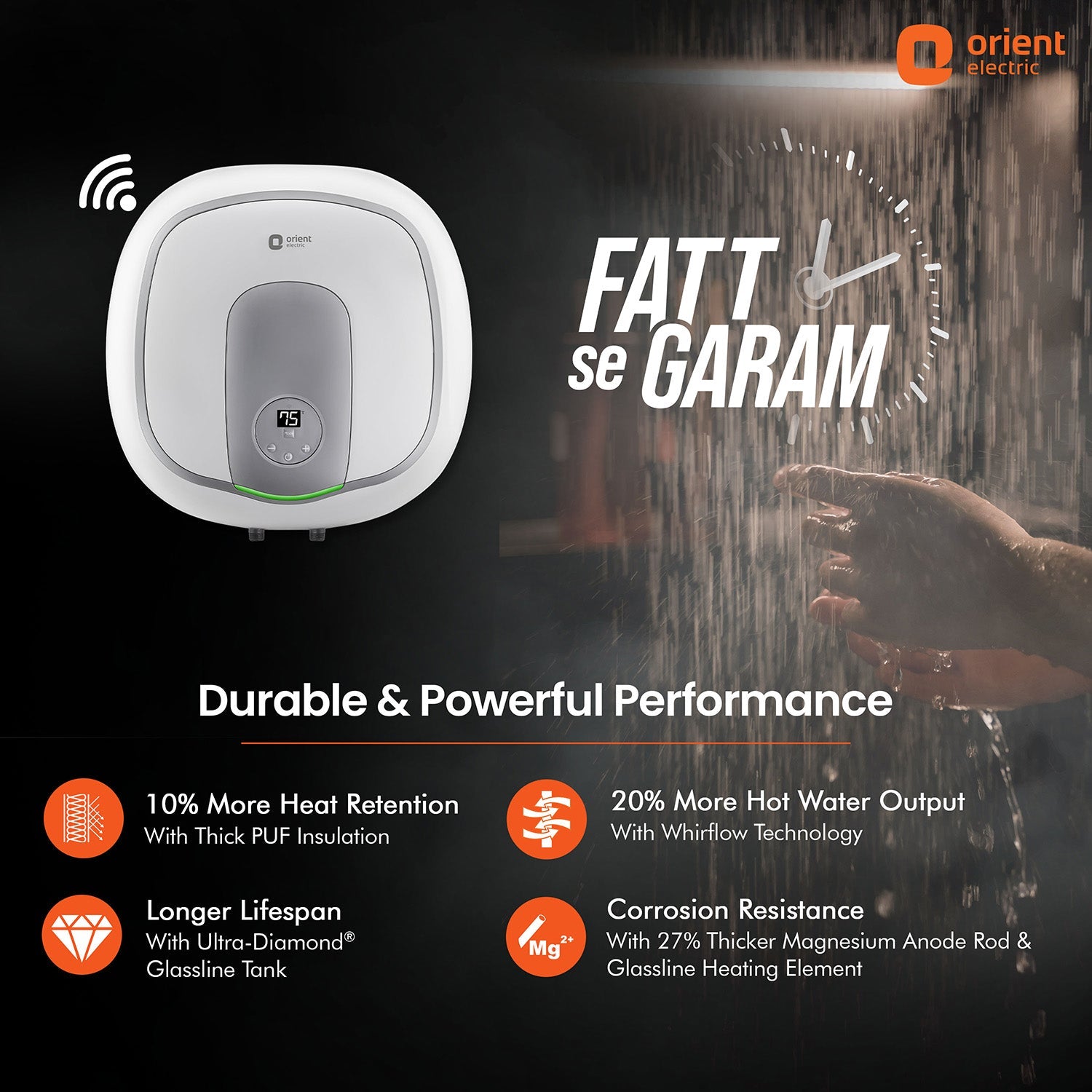 Orient Electric Aquator IoT 5 Star Water heater (Geyser), Suitable for High-rise Buildings | 7 year Tank Warranty | Free Installation and Connecting P - view 2