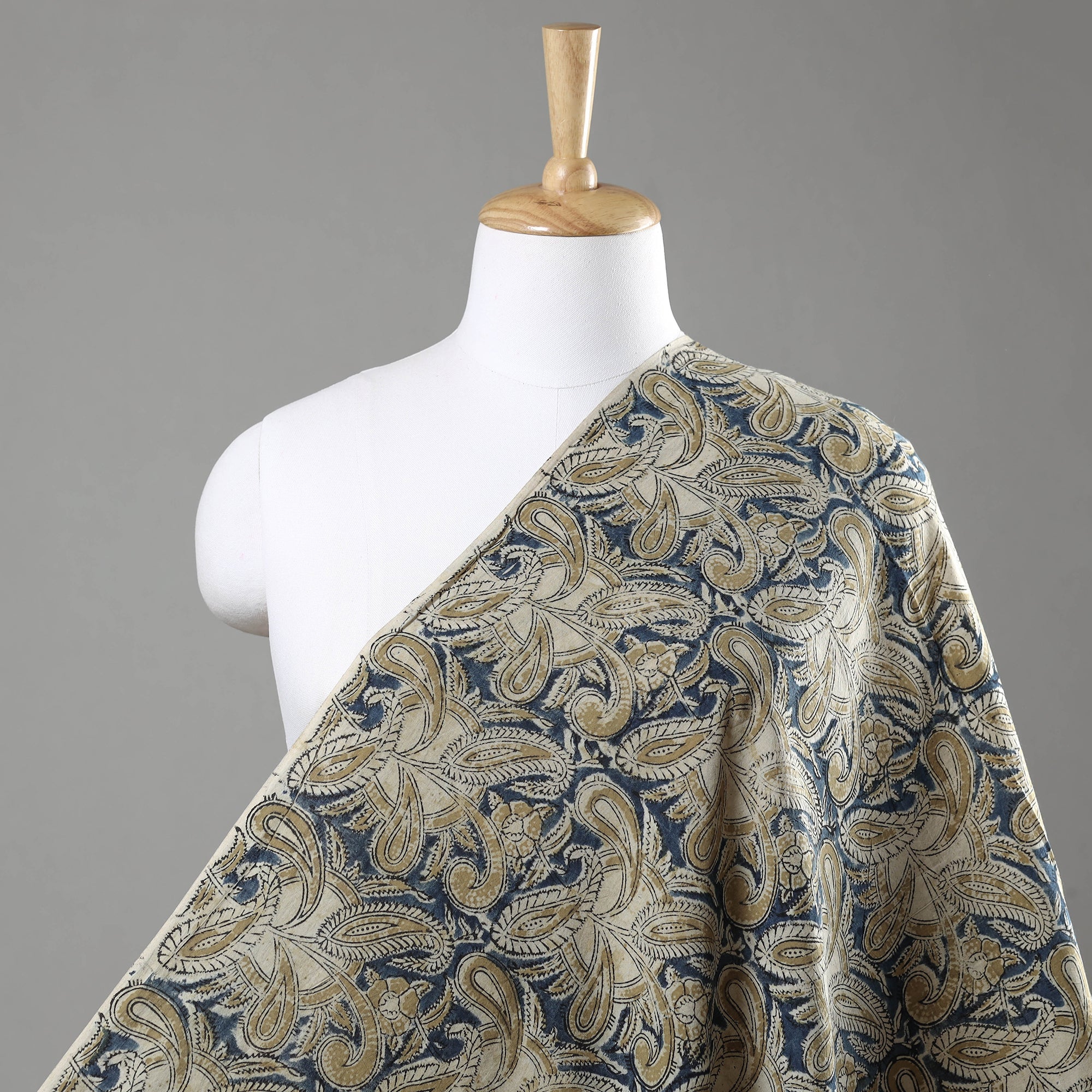 SOUTH KARGHA Beige - Kalamkari Block Printed Cotton Fabric