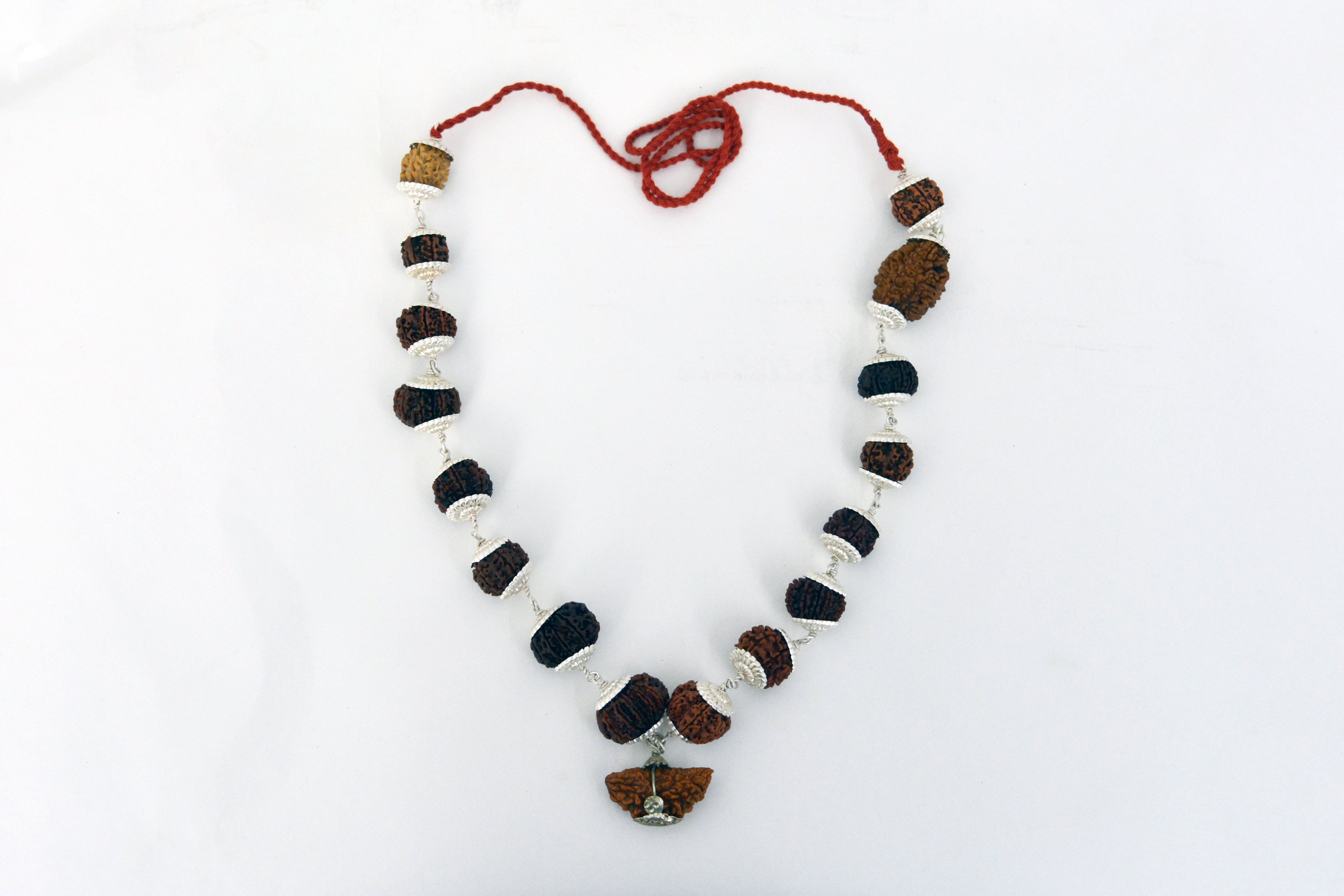 Studio Vaidik Indrakshi Mala with silver cap made by 1-14 Mukhi Rudraksha (Length 36cm approx) - view 2