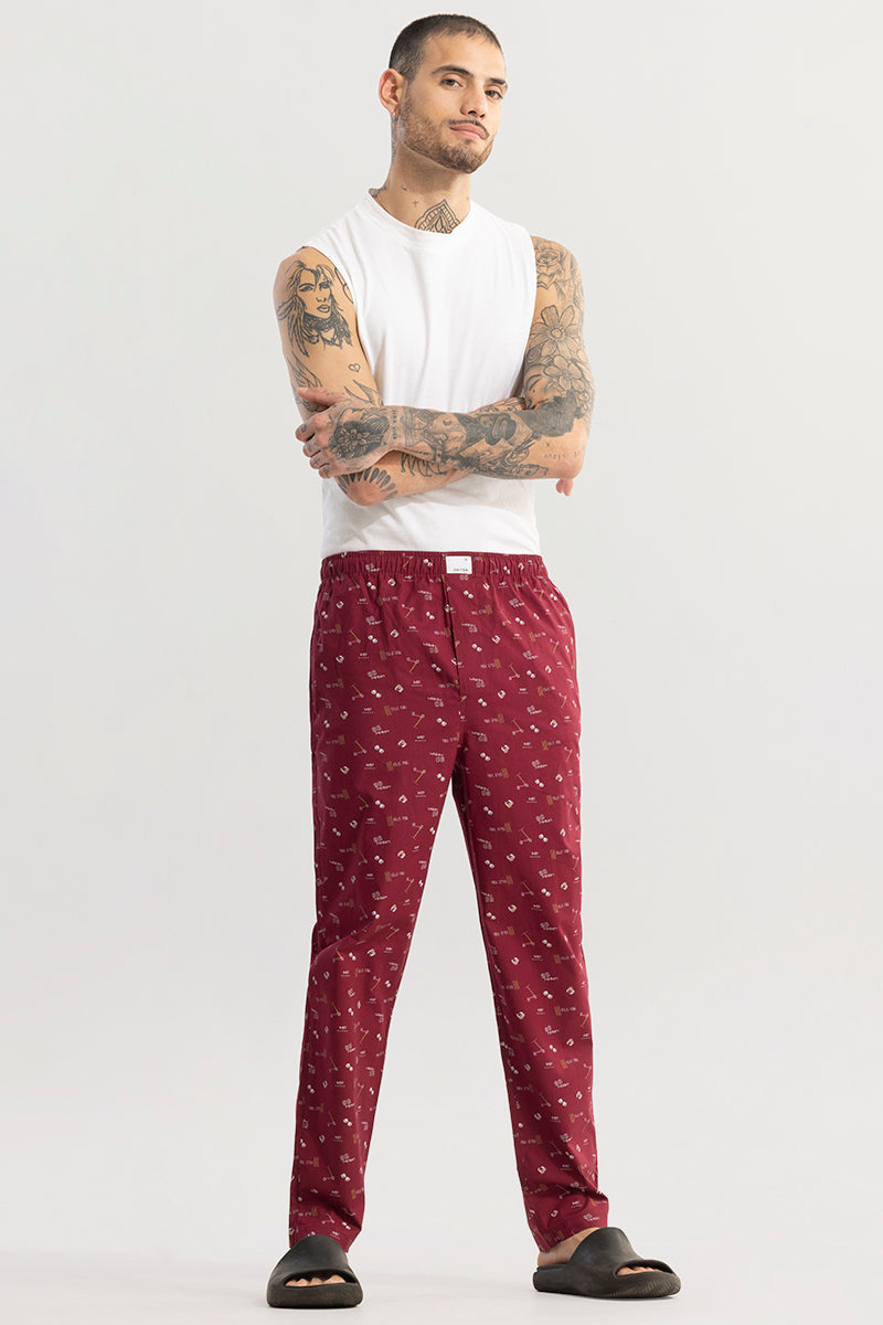 SNITCH Urban Print Maroon Pyjama