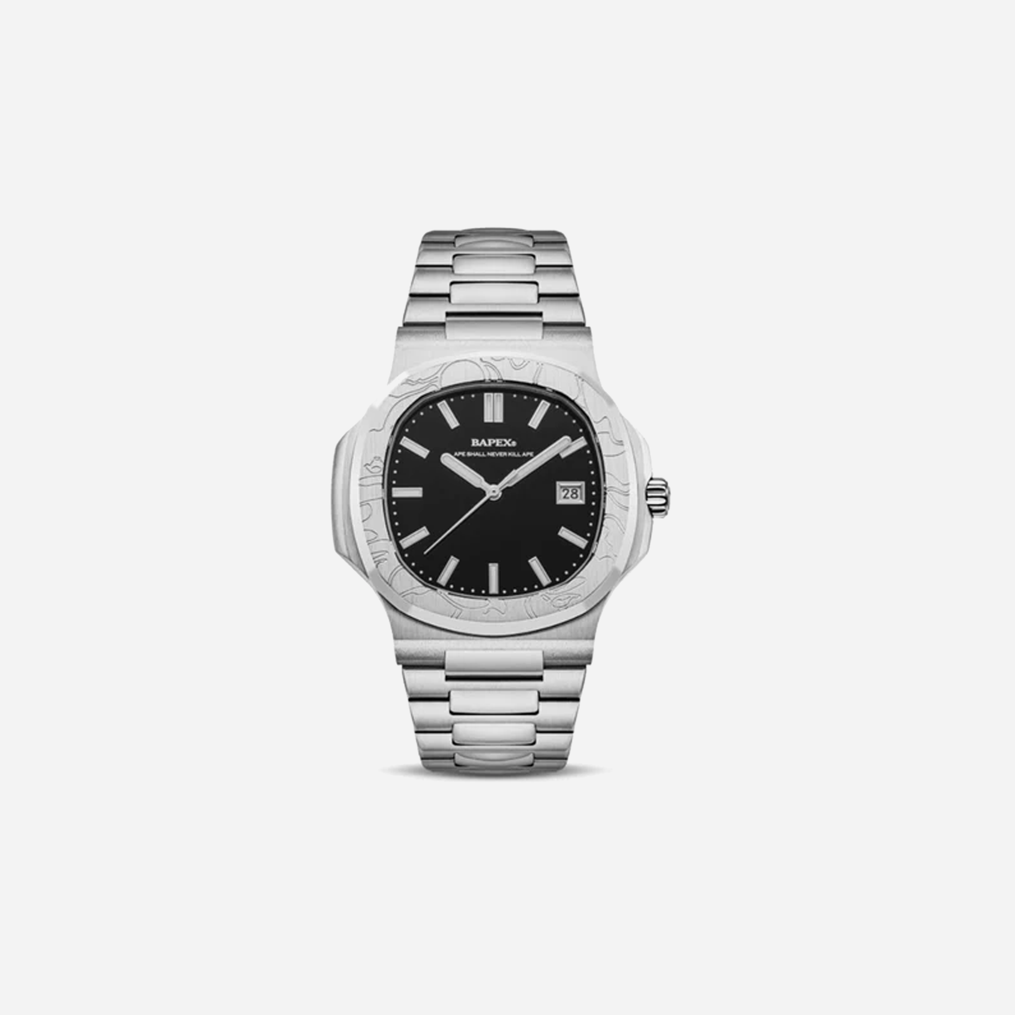 AAPE BY BATHING APE Bape Type 10 Watch Silver/Black