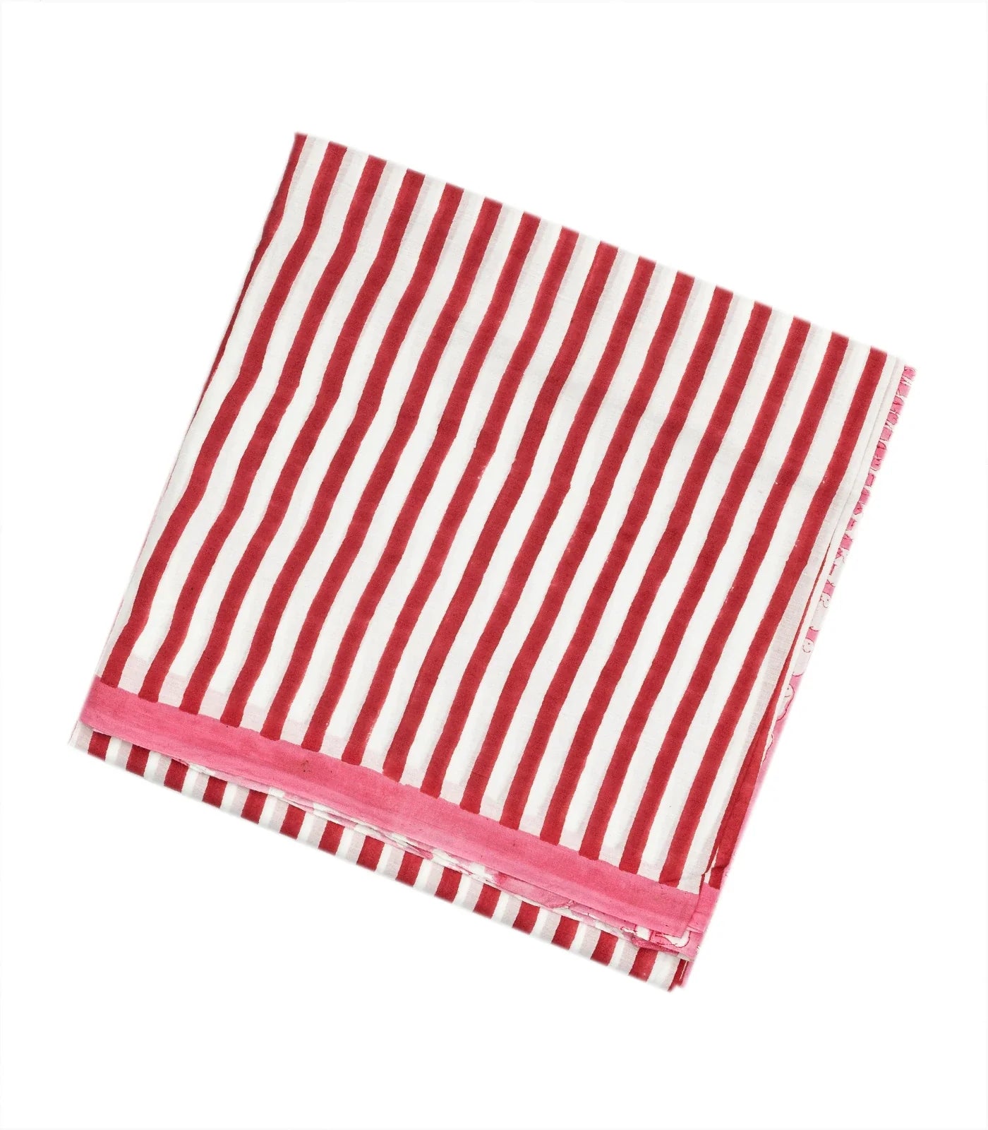 RmKV Red Woven Jaipur Cotton Saree Printed With Stripes