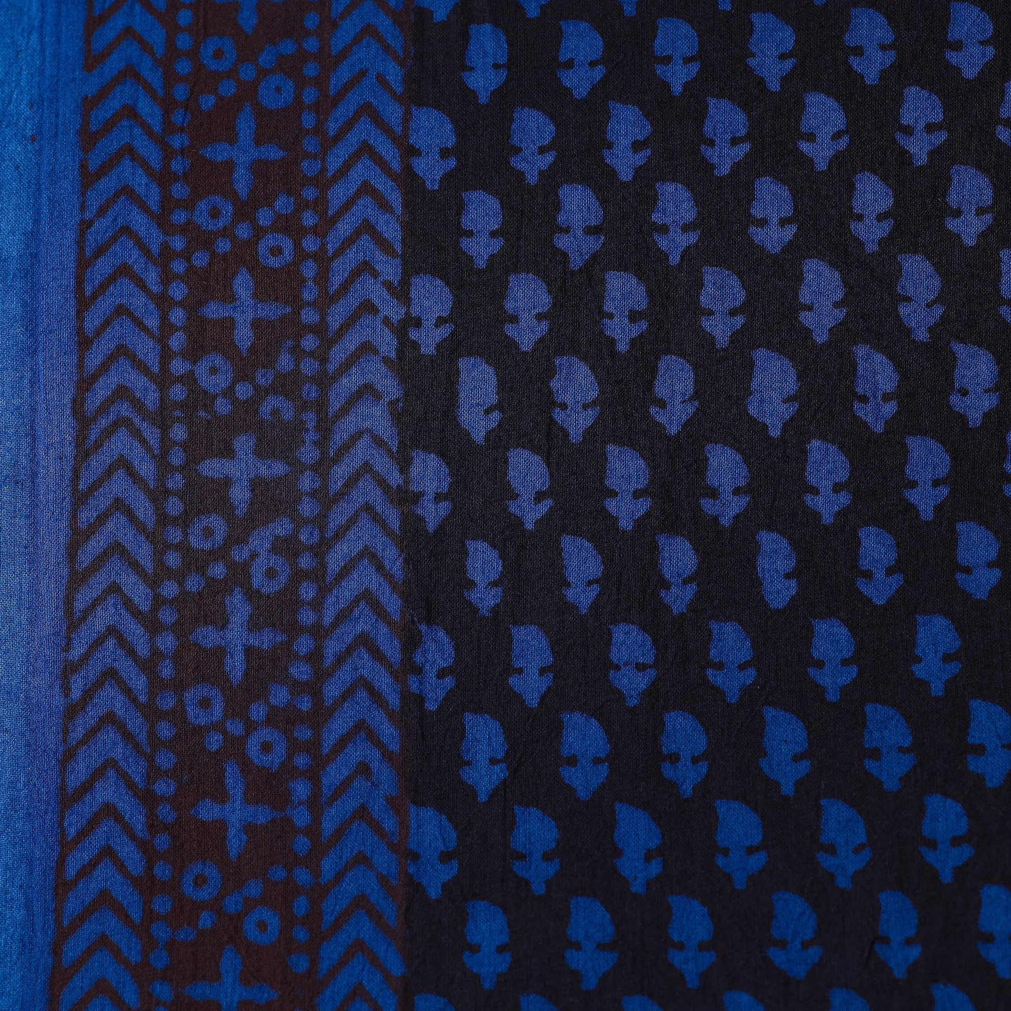BAGH PRINTS BY MOHAMMED RAFIK KHATRI Blue - Bagh Hand Block printed Cotton Fabric - view 4