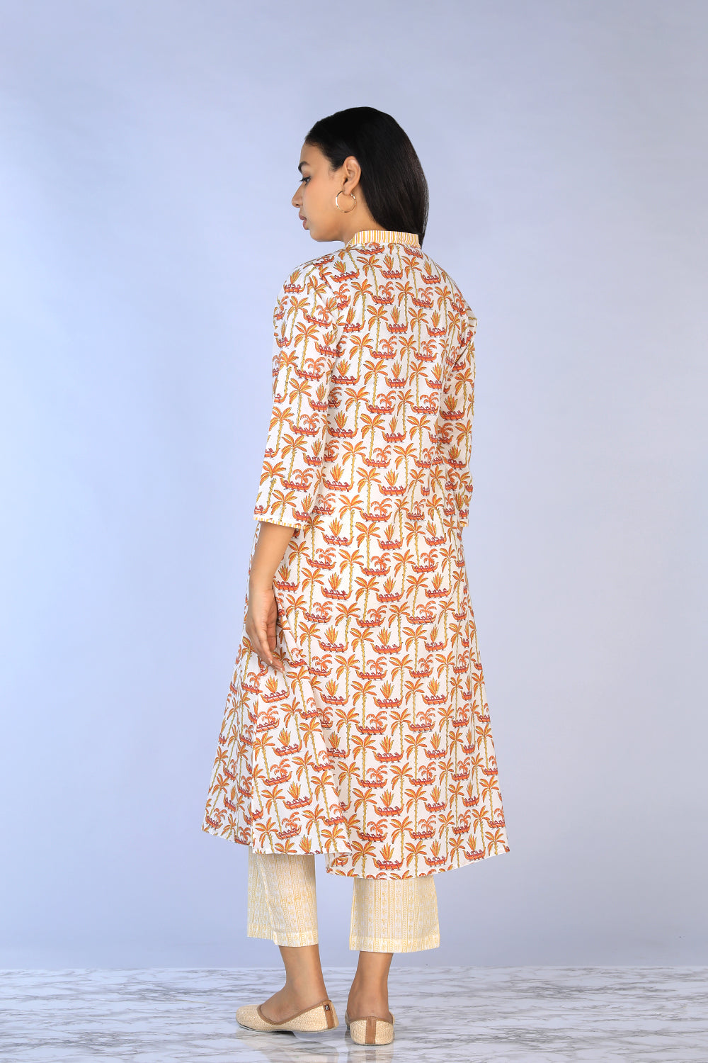Kalanjali Ethnics Handblock Printed A-line Kurti with pants set - view 5