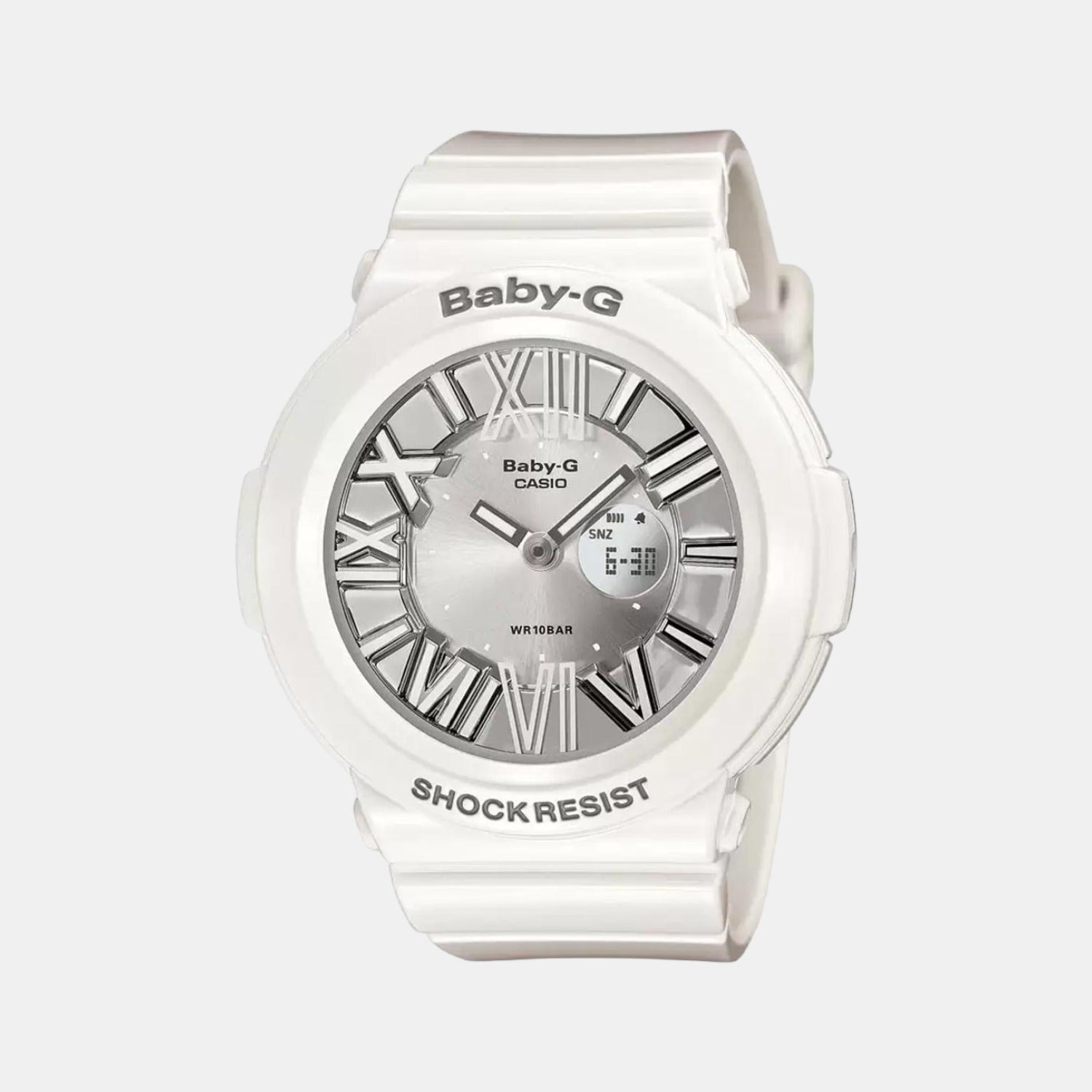 Casio Baby-G Women Quartz Silver Dial Analog-Digital Leather Watch B145
