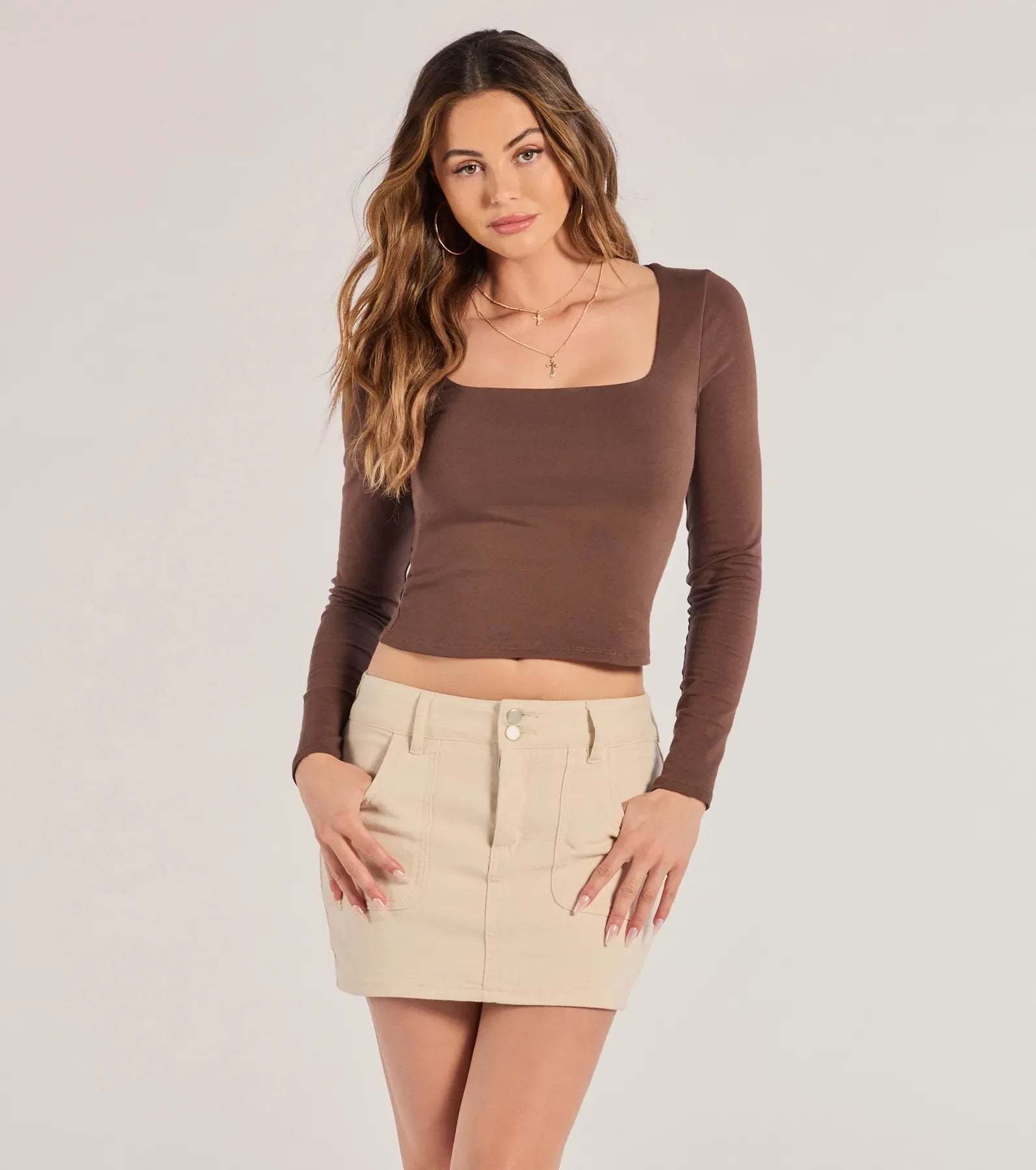 Windsor Back To Basics Cropped Long Sleeve Top