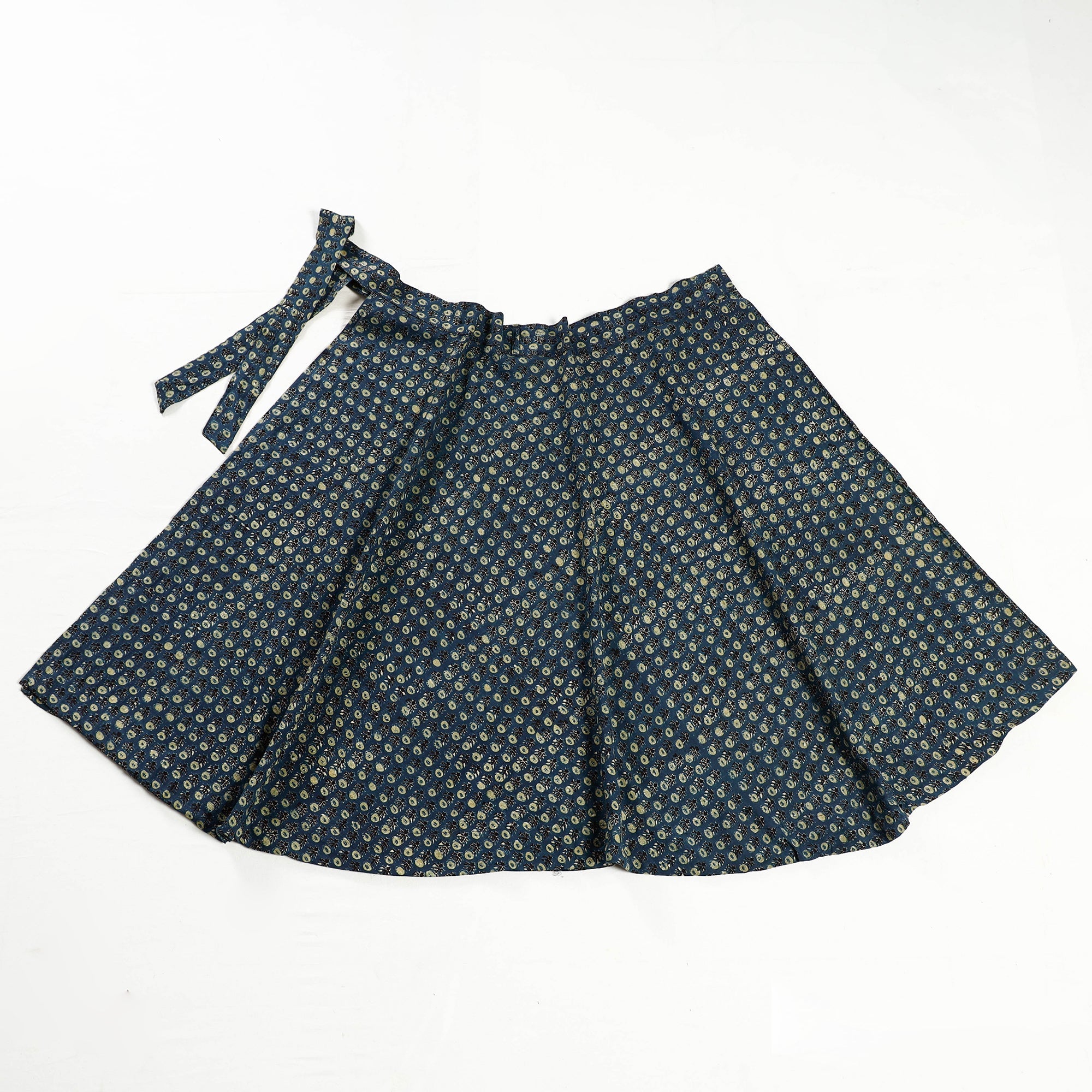 NOORI BAZAR Blue - Ajrakh Block Printed Cotton Wrap Around Skirt - view 2