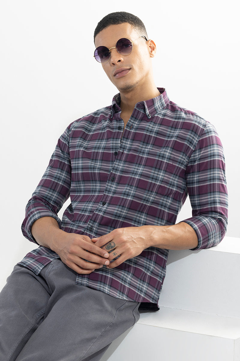 SNITCH Tartan Twist Purple Checks Shirt - view 4