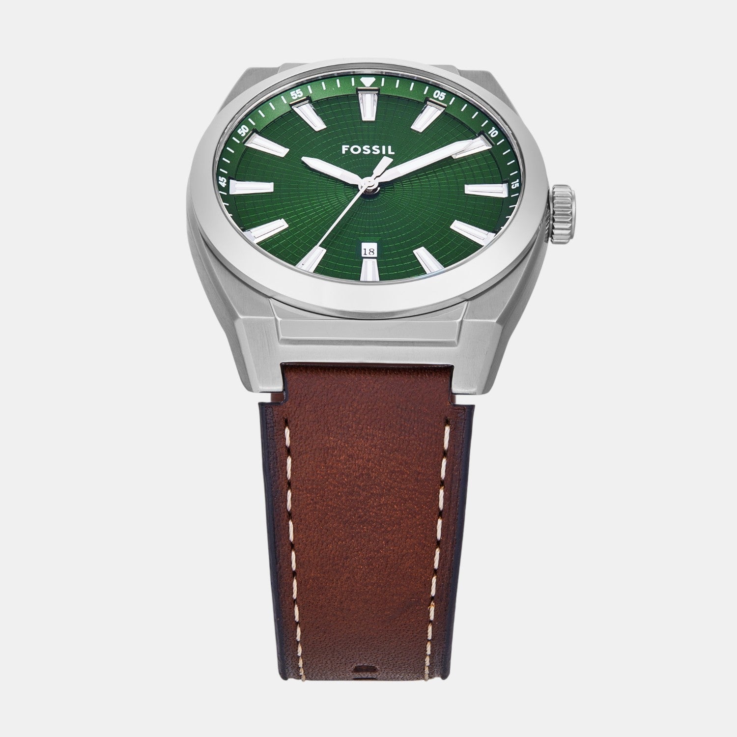 Fossil Everett Men Quartz Green Dial Analog Leather Watch FS6080SET - view 2