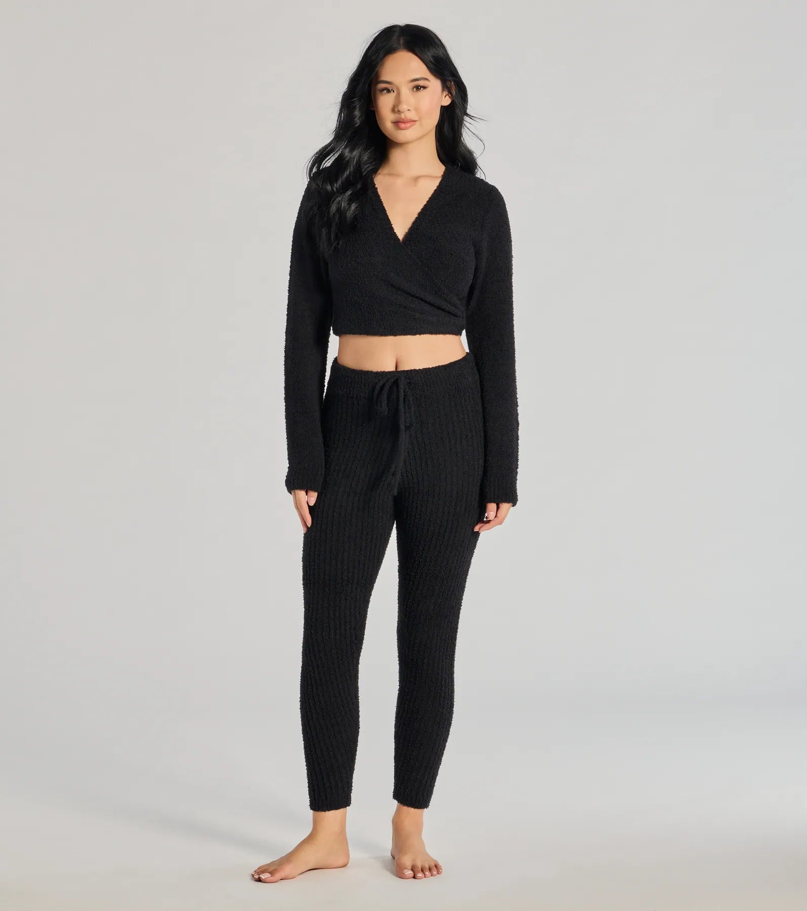 Windsor Cozy Life Chenille Knit Wrap-Front Crop Top - view 7