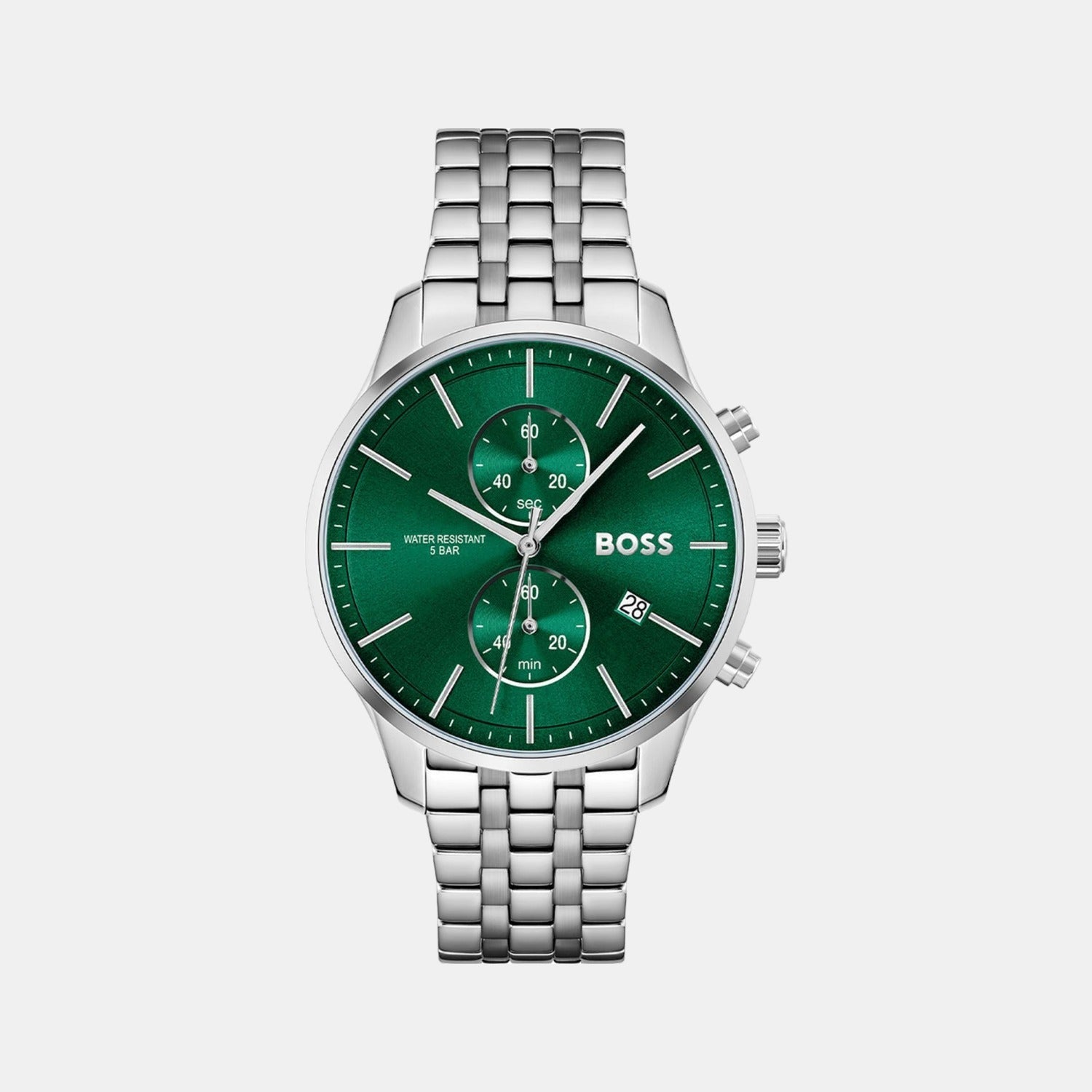 Boss Associate Men Quartz Green Dial Chronograph Stainless Steel Watch 1513975