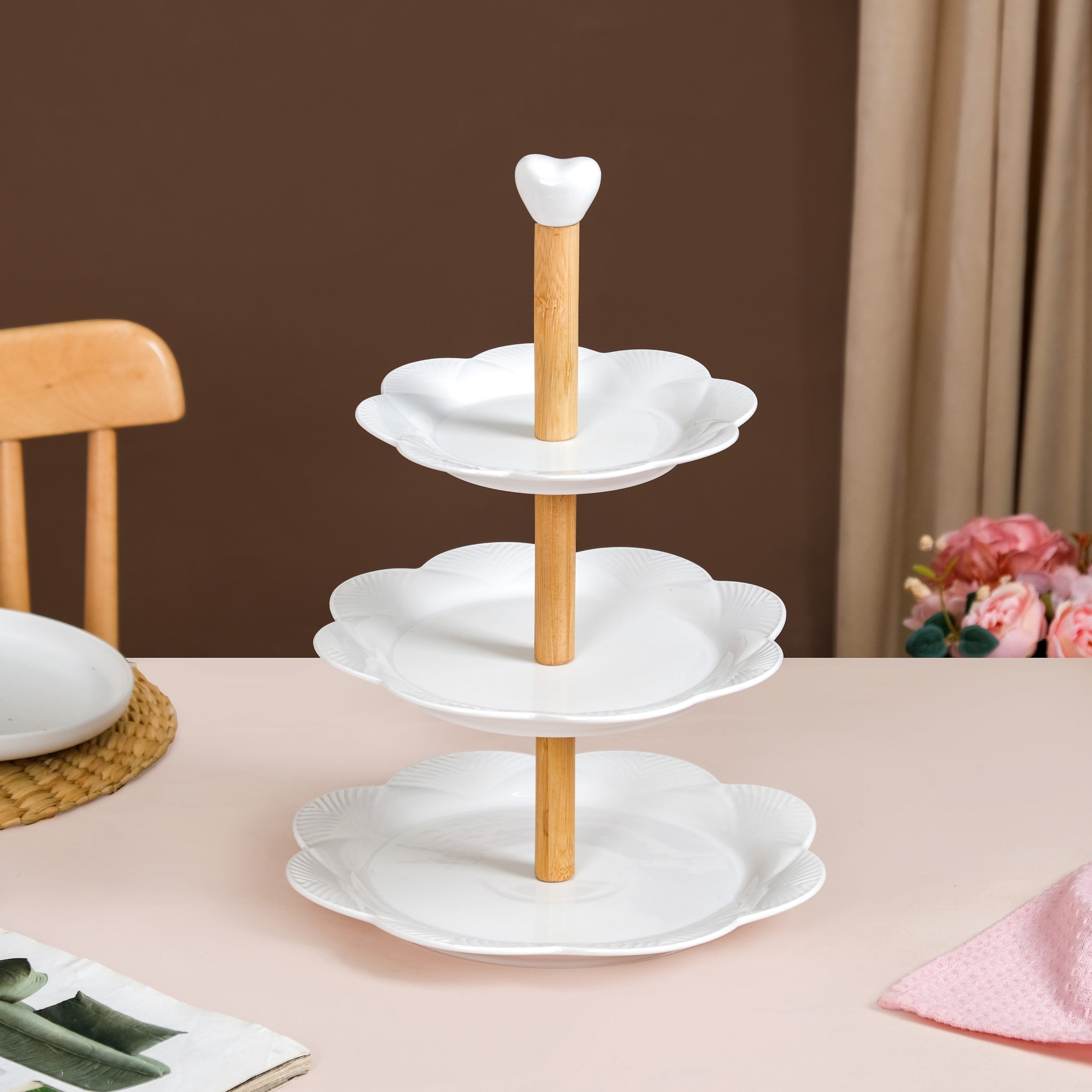Nestasia Blanca White Ceramic 3 Tier Cake Stand - view 2