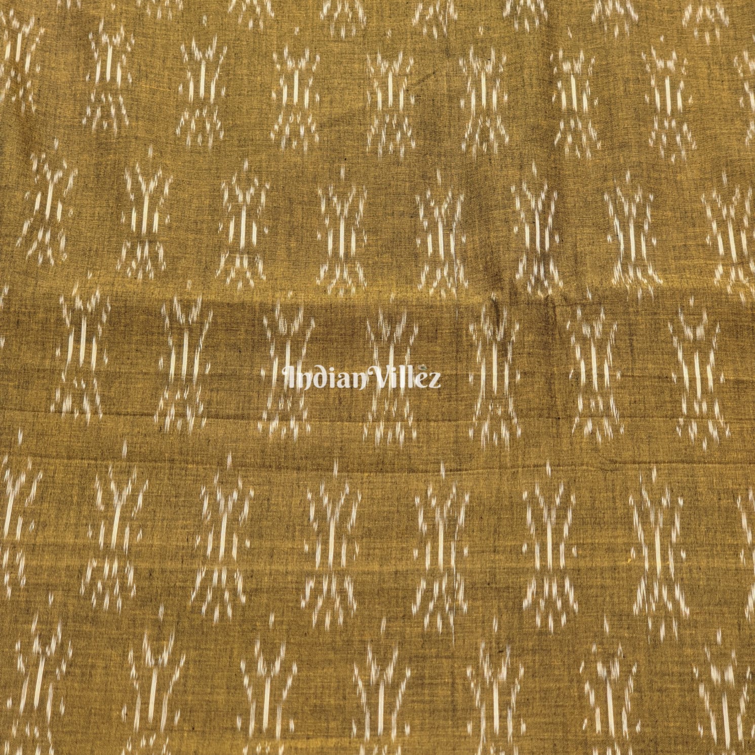 IndianVillèz Mehendi Green Pochampally Ikat Fabric - view 2