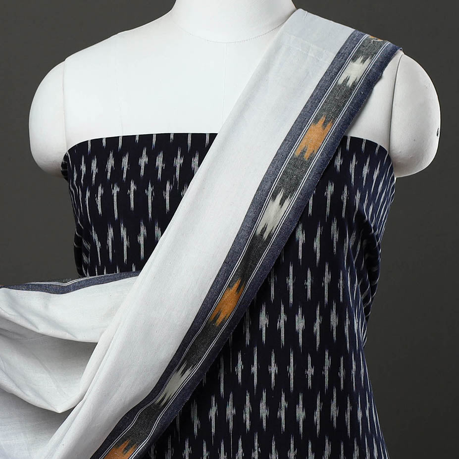 SOUTH KARGHA Blue - 3pc Cotton Handloom Pochampally Ikat Dress Material 12 - view 3