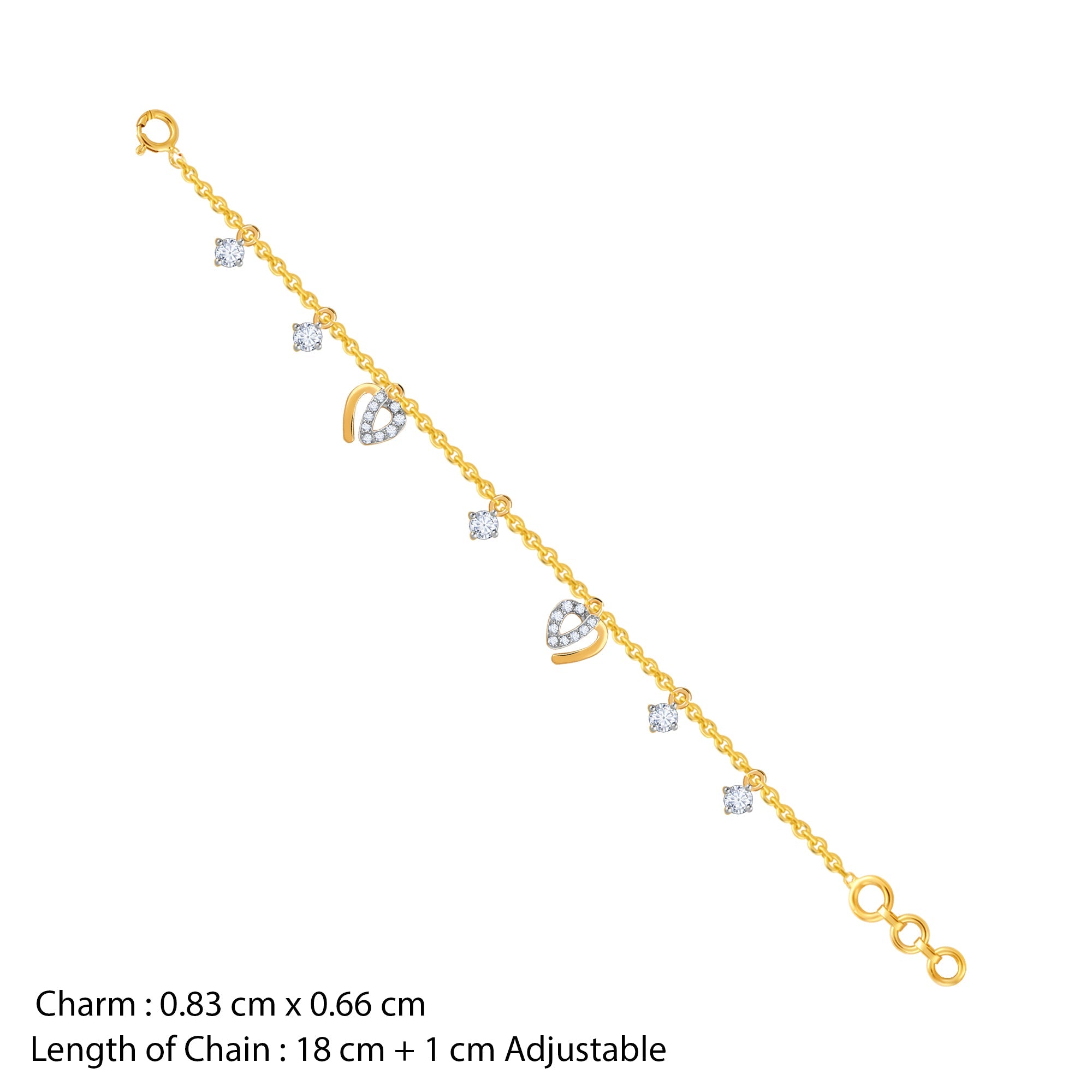 GIVA Jewellery Gold Heartfelt Diamond Bracelet - view 4