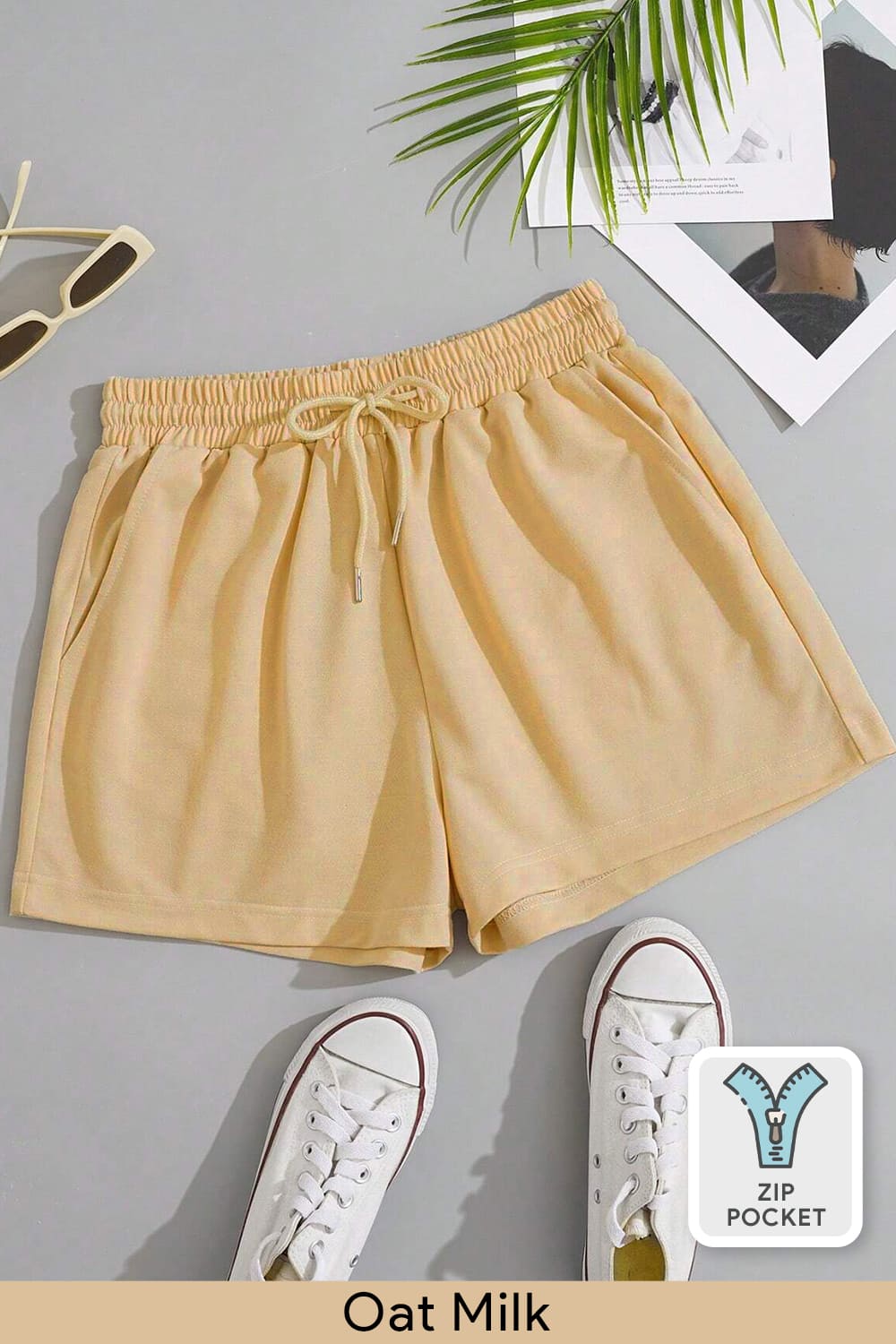 Nobero Zip-Pocket Shorts - Women – Oat milk