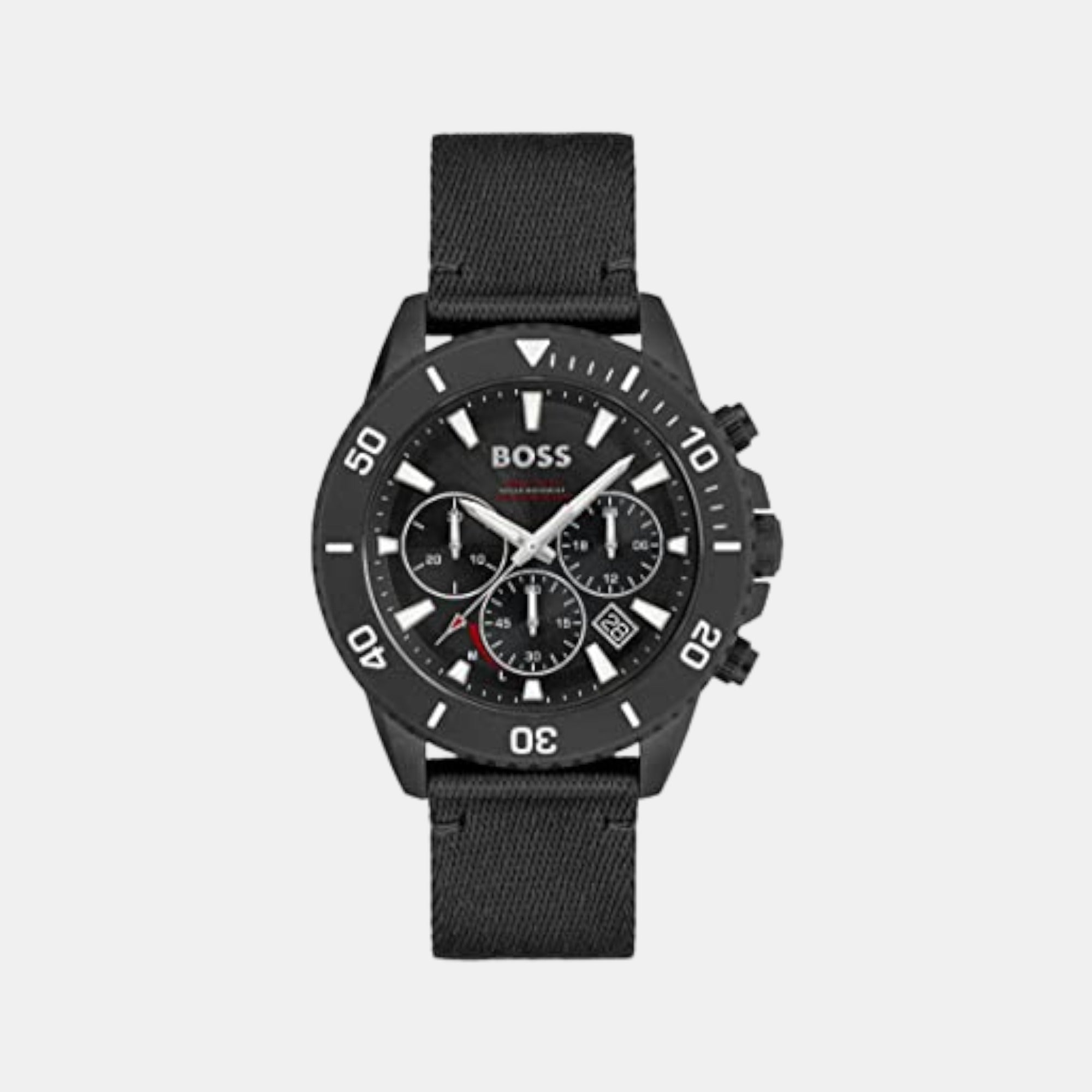 Boss Admiral Men Quartz Black Dial Chronograph Leather Watch 1513918