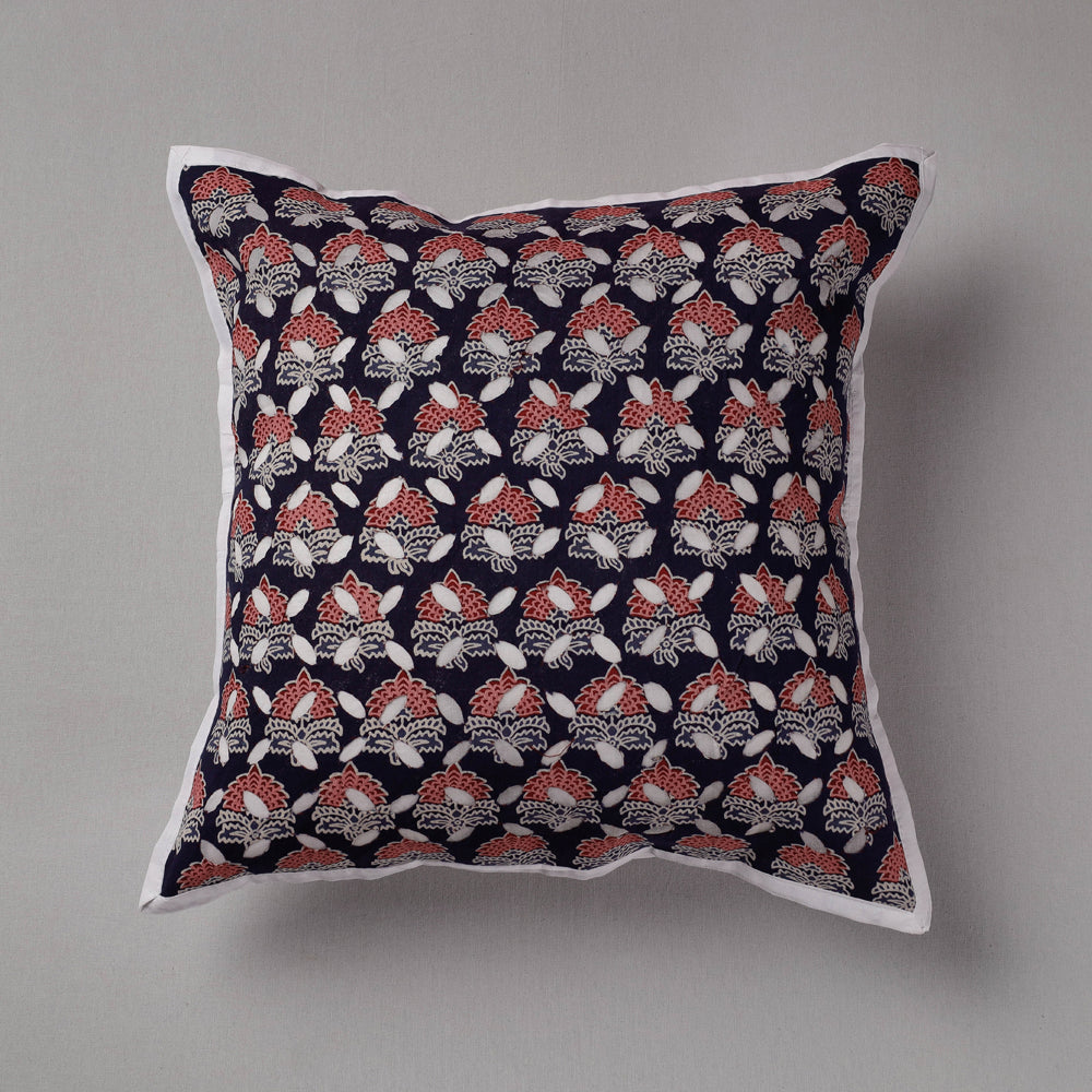 SHADES OF MARUDHARA Black - Cutwork Cotton Applique Cushion Cover (16 x 16 in)