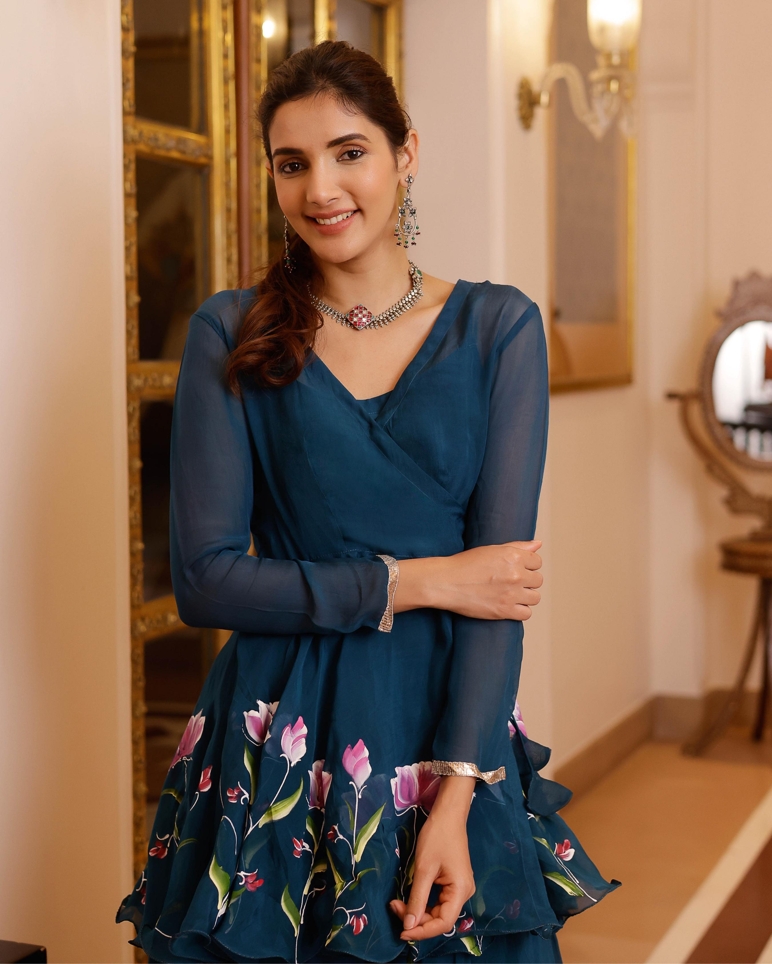 Aachho Kaasni Handpainted Organza Sharara Set - view 9
