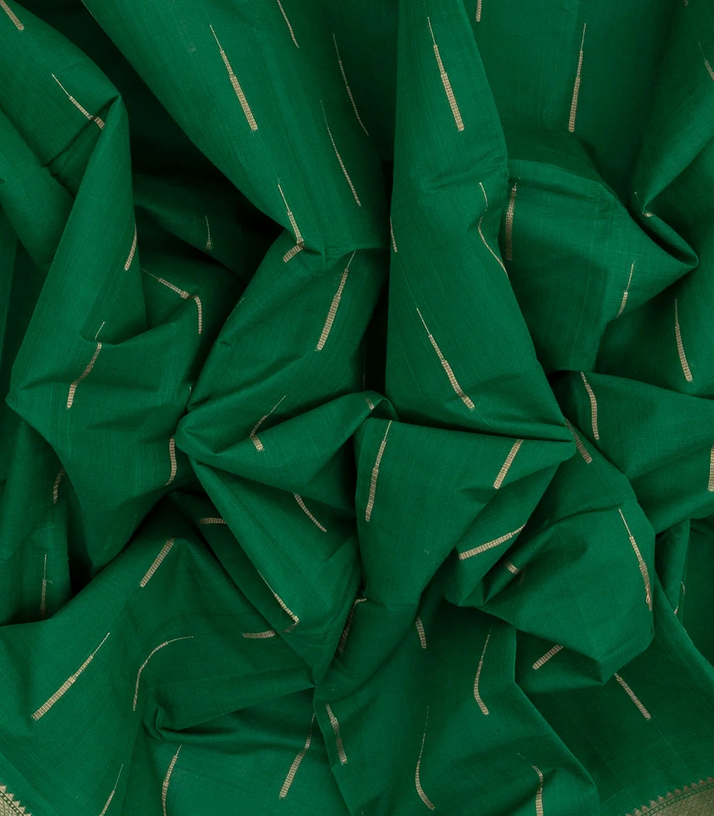 RmKV Green Handloom Kanchi Cotton Saree With Raindrop Buttas - view 3