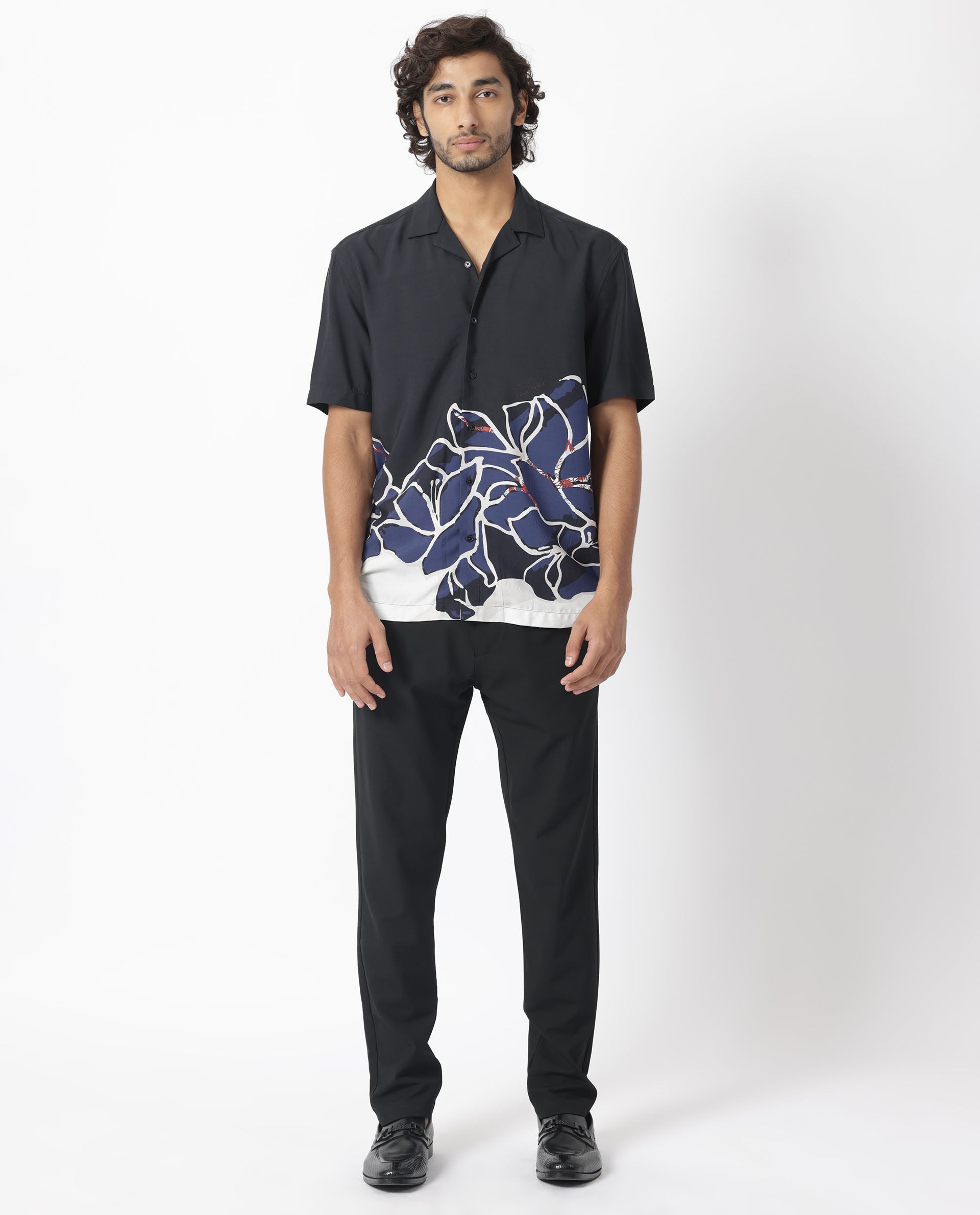Rare Rabbit Men's Covek Black Viscose Fabric Floral Print Half Sleeves Shirt - view 7