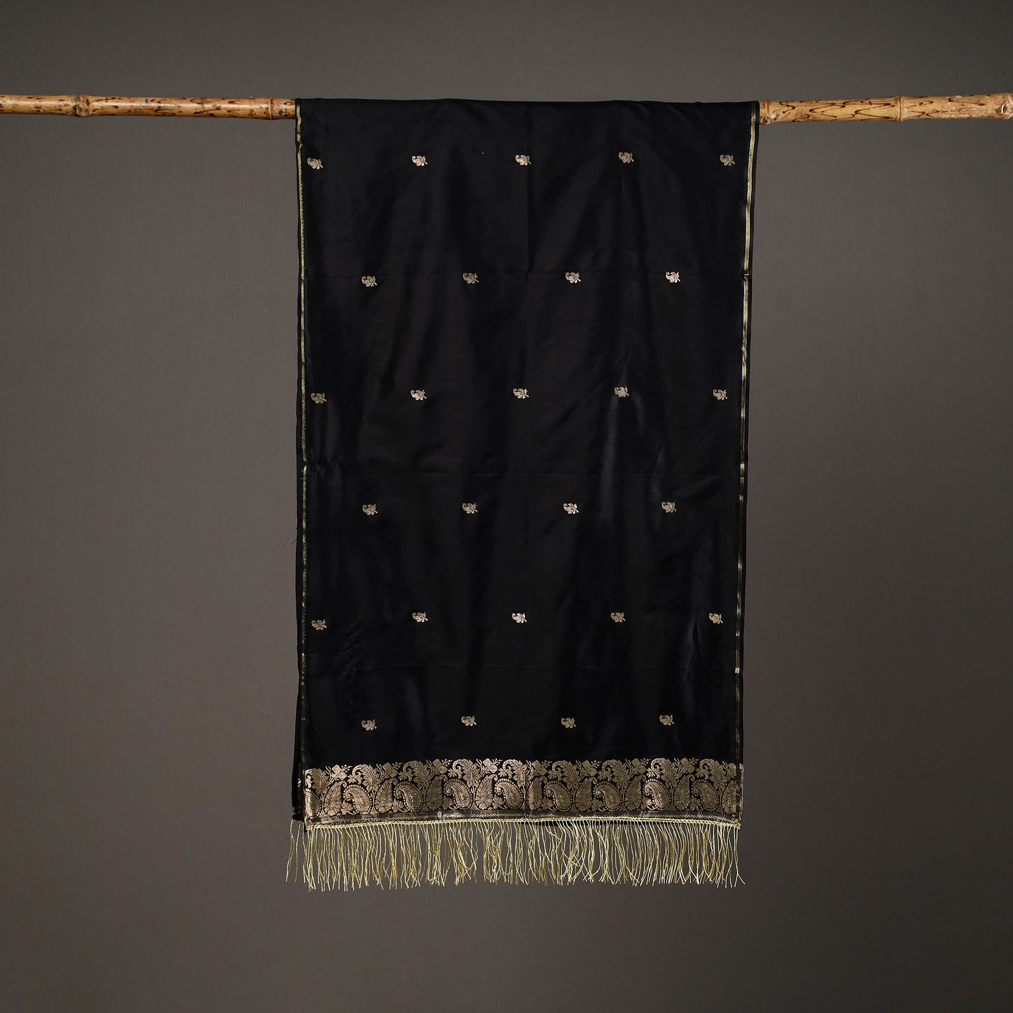 ITOKRI CRAFTS INITIATIVE Black - Brocade Handloom Pure Silk Banarasi Stole 14 - view 2