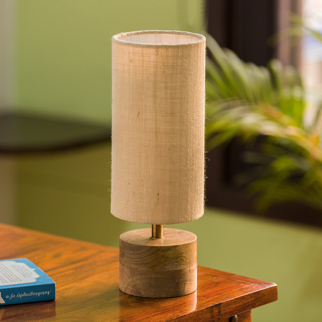 EXCLUSIVELANE 'Volta' Round Table Lamp In Mango Wood (14 inch)