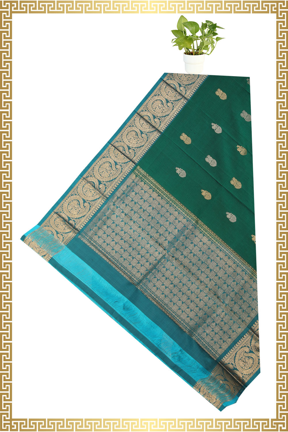 Kalanjali Gadwal Teal-Green Dupatta