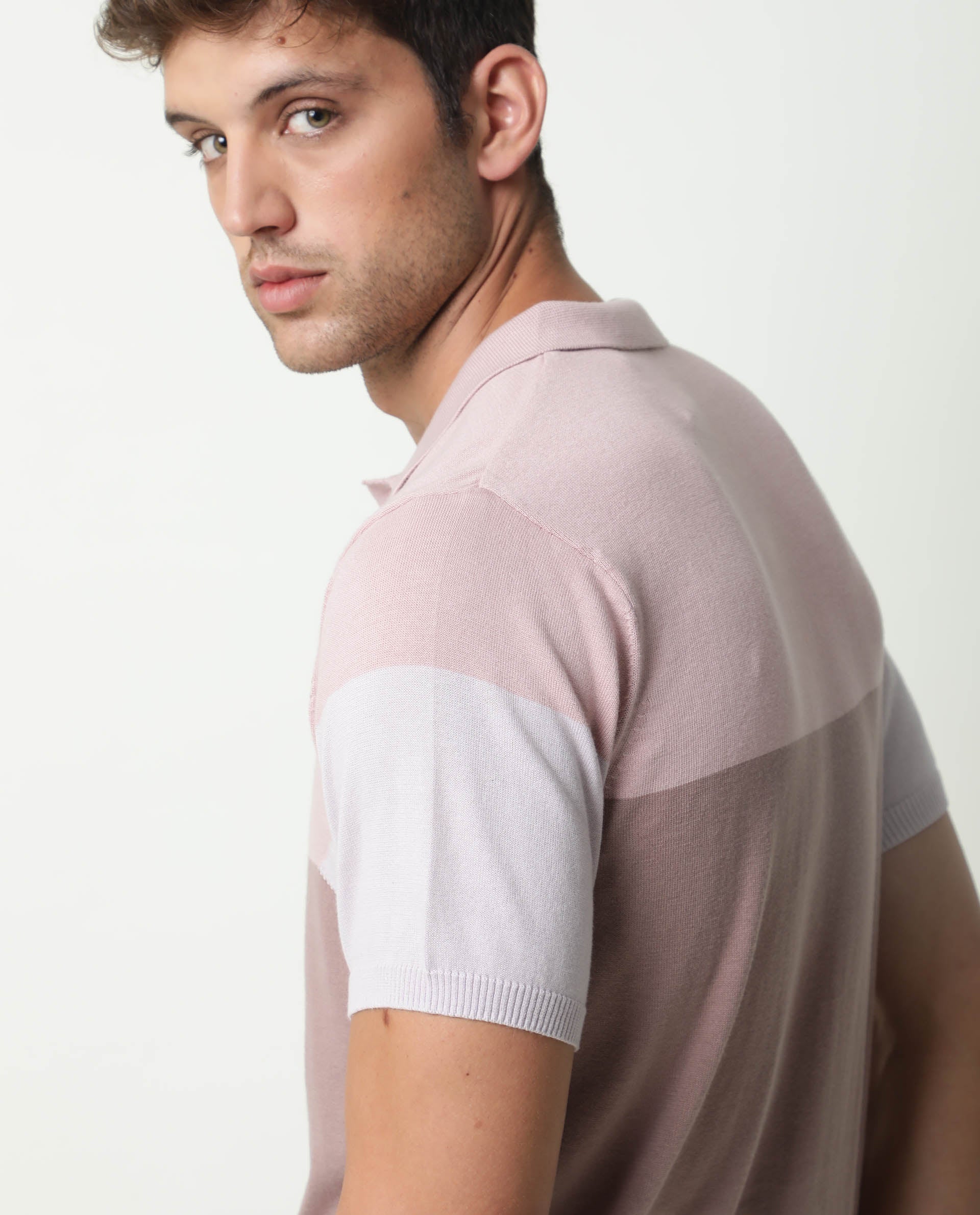 Rare Rabbit Men's Triblo Pink Polo Cotton Fabric Collared Neck Half Sleeves Button Closure Slim Fit - view 7