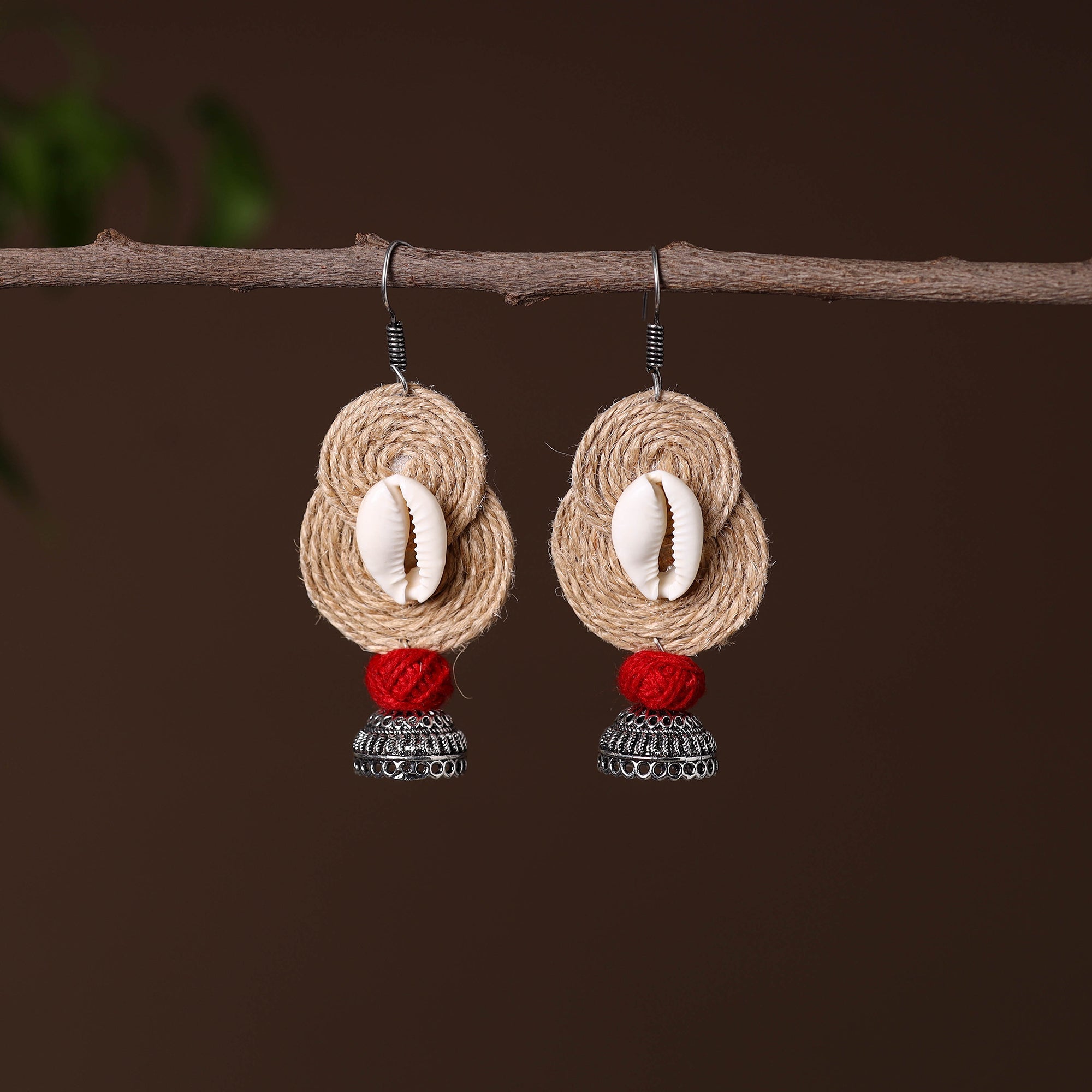 JALPARI Aahana German Silver Jute Jhumki Earrings