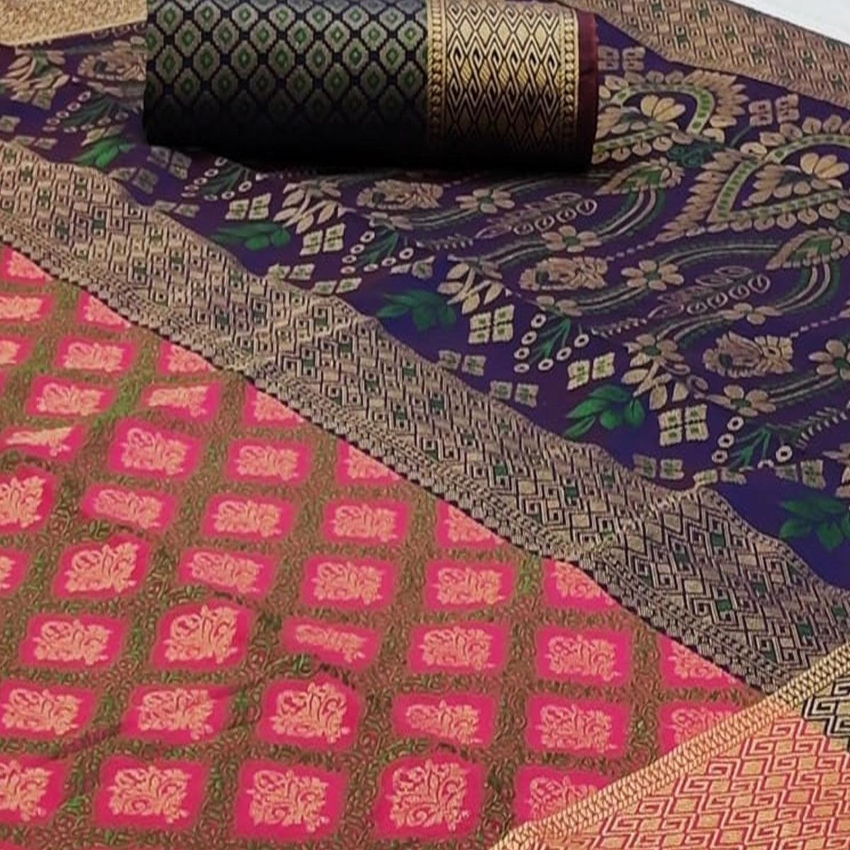 Peachmode Engrossing Pink Colored Festive Wear Woven Patola Silk Saree - view 2