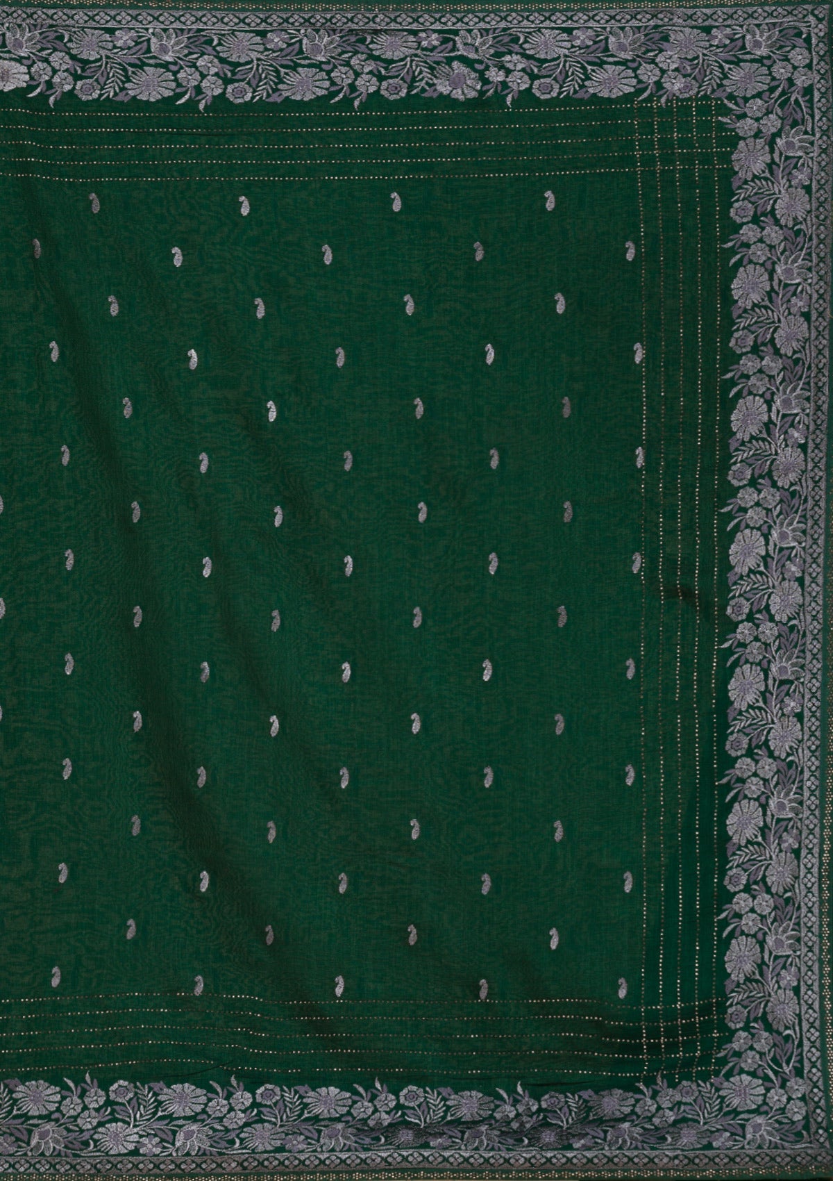 Koskii Bottle Green Threadwork Georgette Saree - view 8