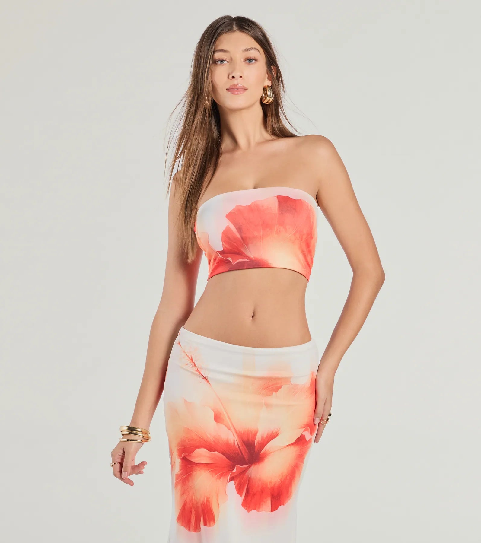 Windsor Outside The Lines Floral Print Crop Top