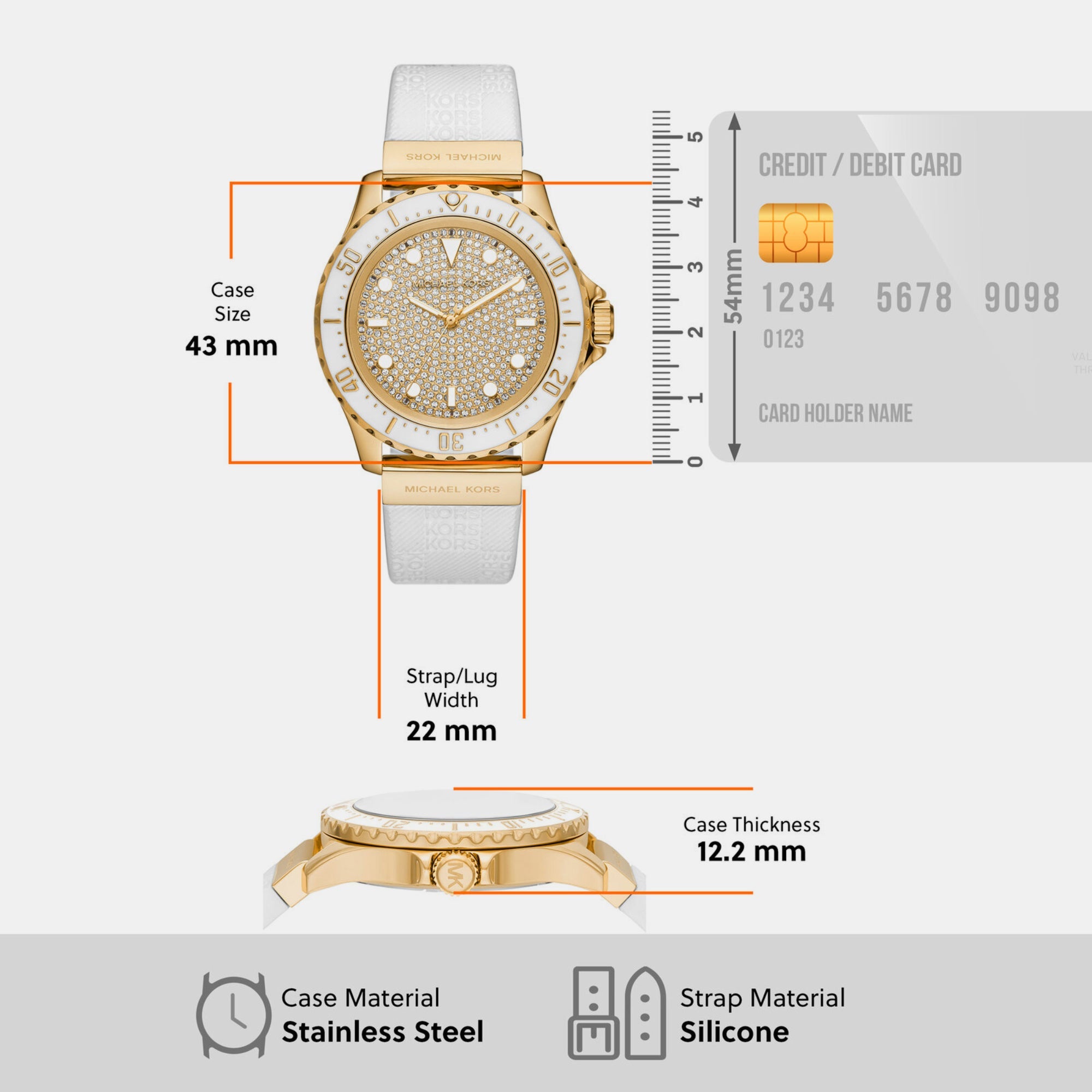 Michael Kors Everest Women Quartz Gold Dial Analog Silicone Watch MK7357 - view 4