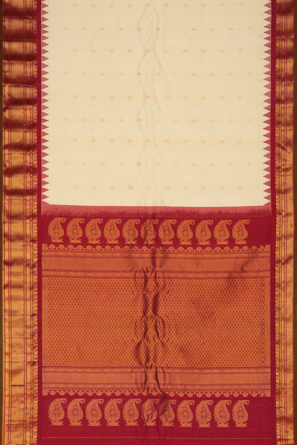 Kalanjali Gadwal Silk Ivory Off-White Saree – Women's - view 3