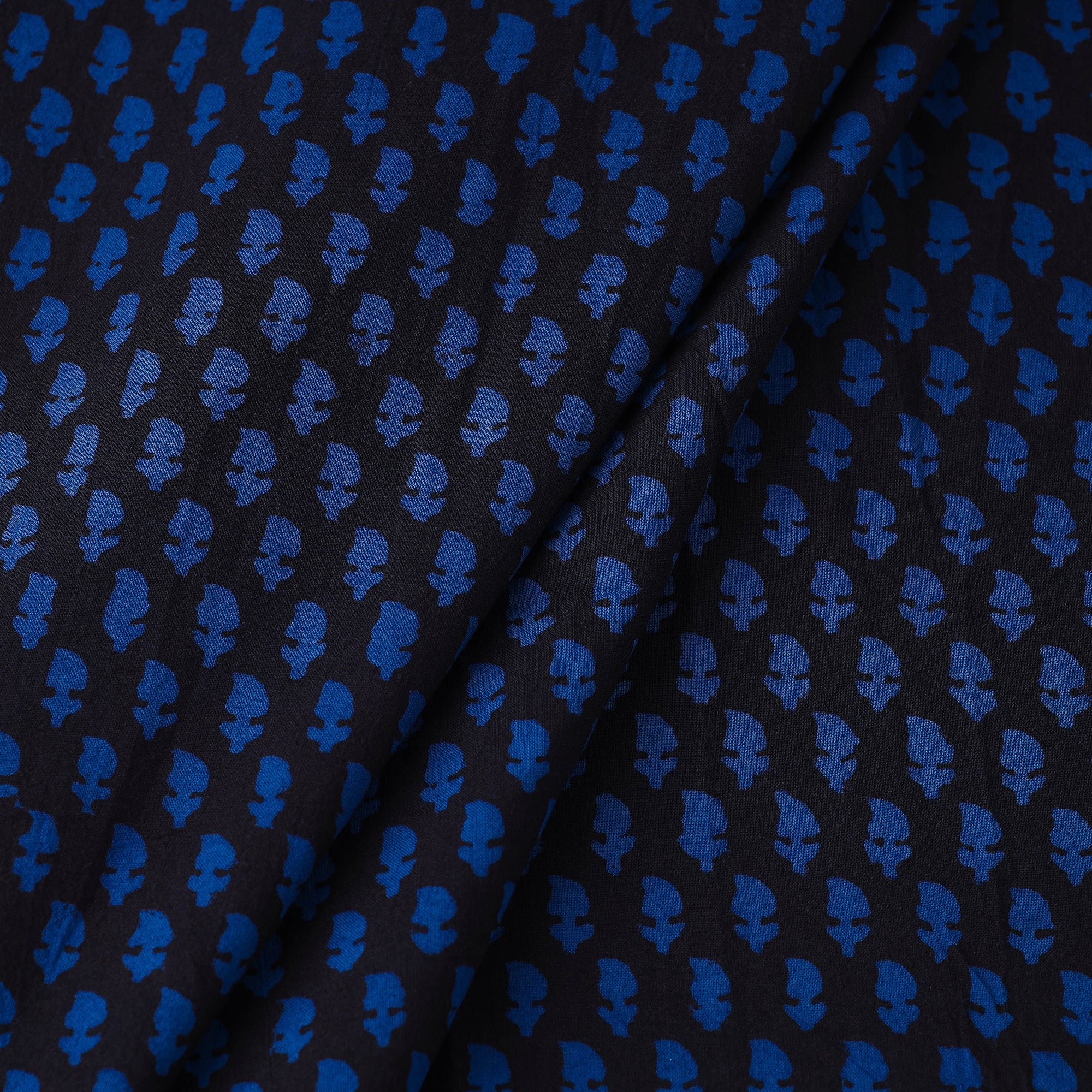 BAGH PRINTS BY MOHAMMED RAFIK KHATRI Blue - Bagh Hand Block printed Cotton Fabric - view 2