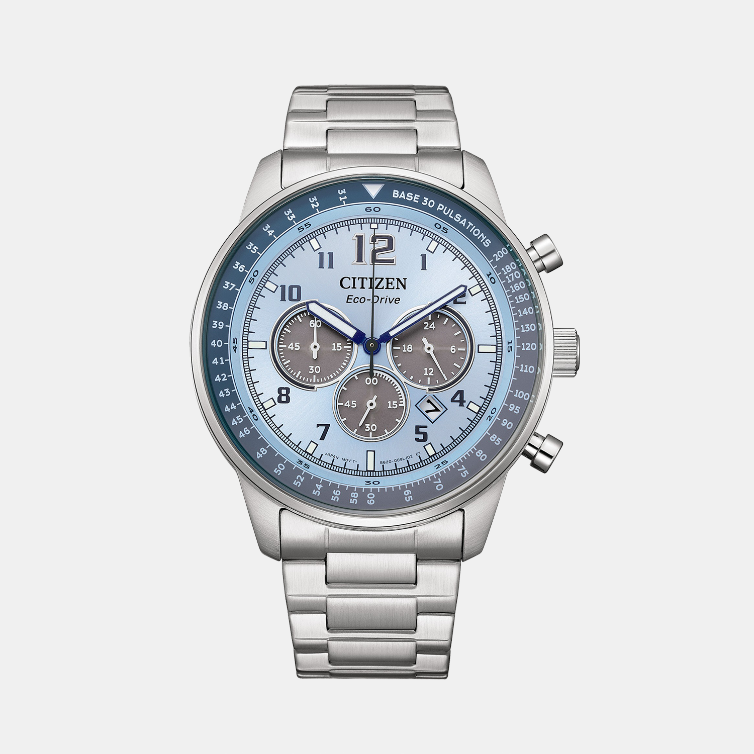 Citizen Eco-Drive Men Eco-Drive Light Blue Dial Chronograph Stainless Steel Watch CA4500-83M