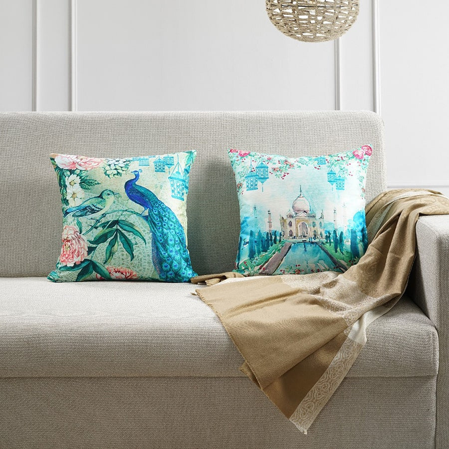 Swayam India Digital Printed Dupion Cushion Covers-5268