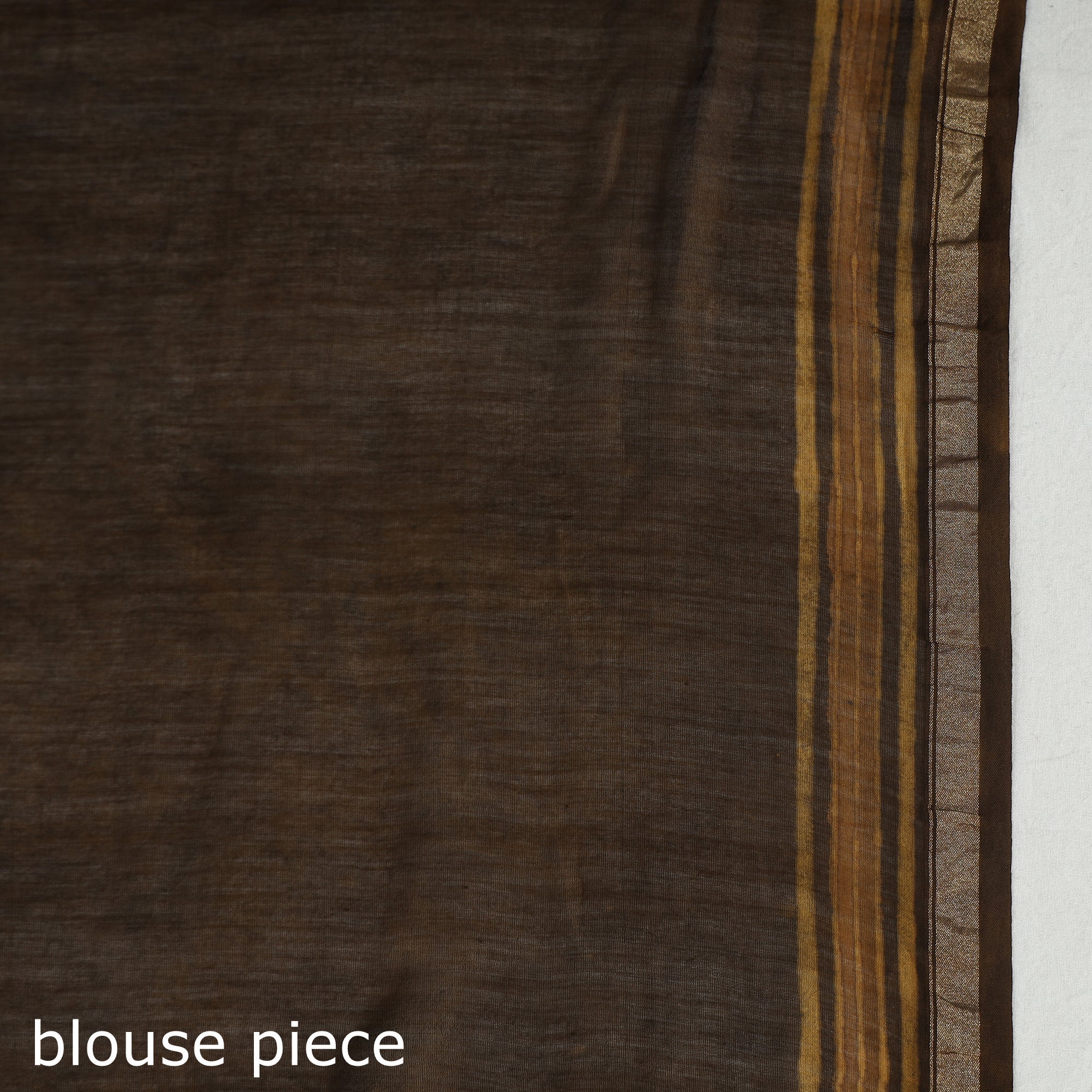 HAVELI CHRONICLES Brown - Akola Hand Block Printed Chanderi Silk Saree with Zari Border - view 7